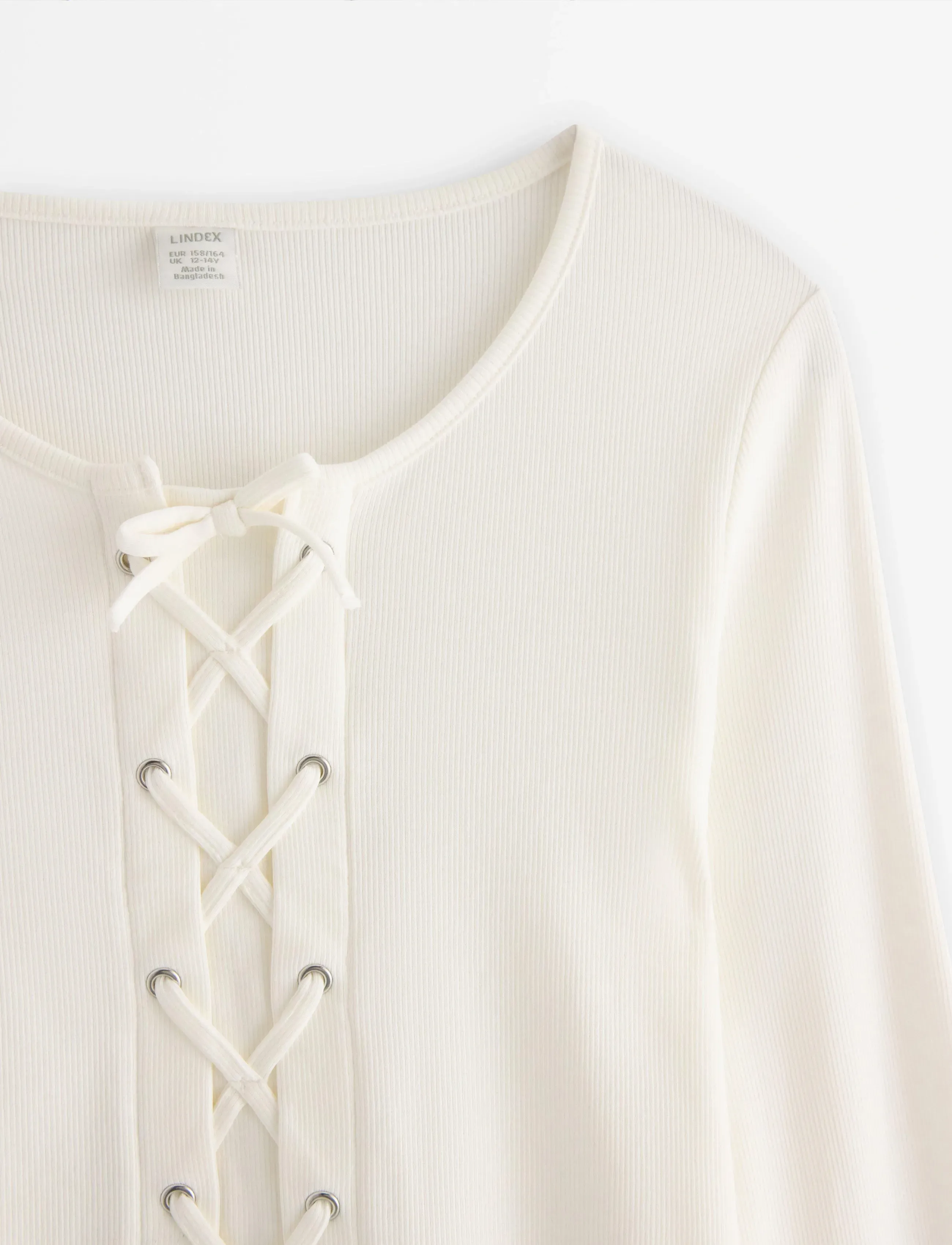 Lindex - Top with lacing - lange mouwen - off white - 5