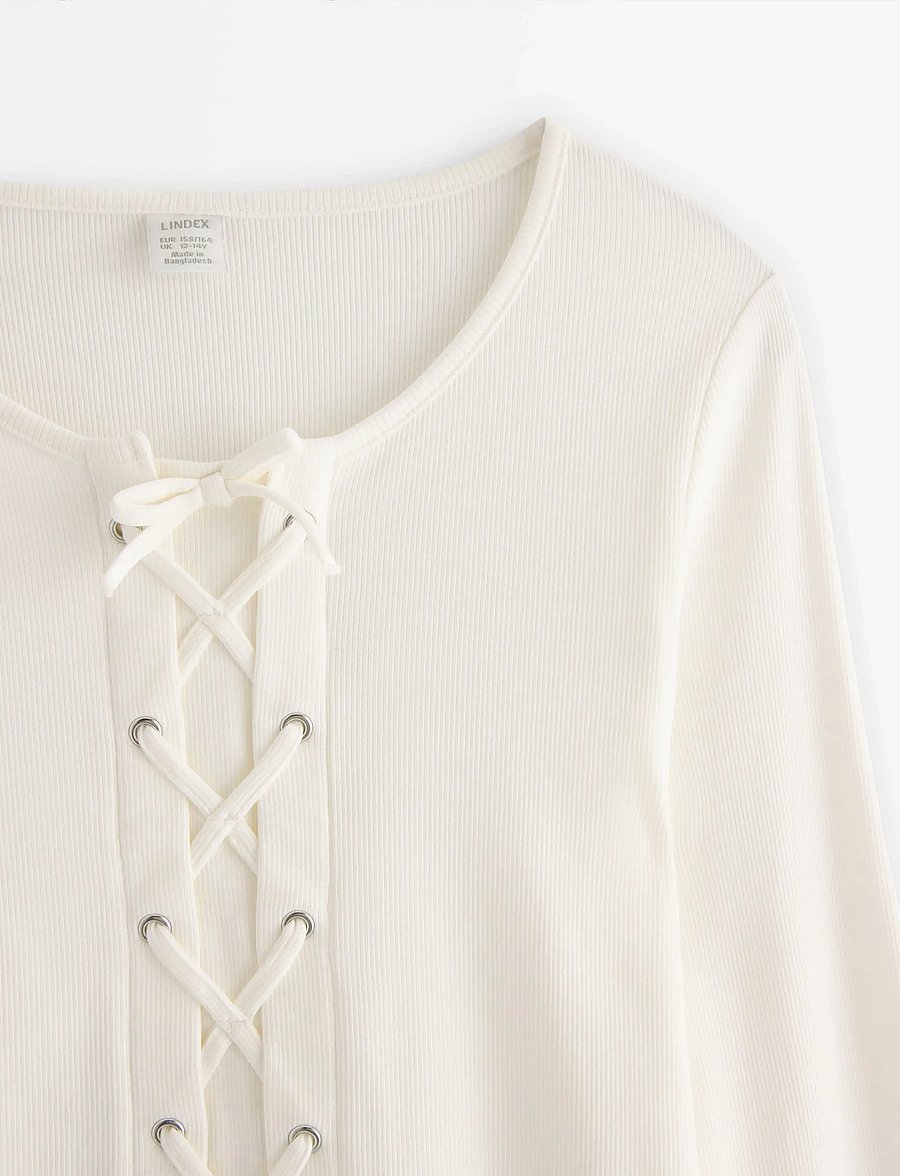 Lindex - Top with lacing - pikkade varrukatega t-särgid - off white - 5