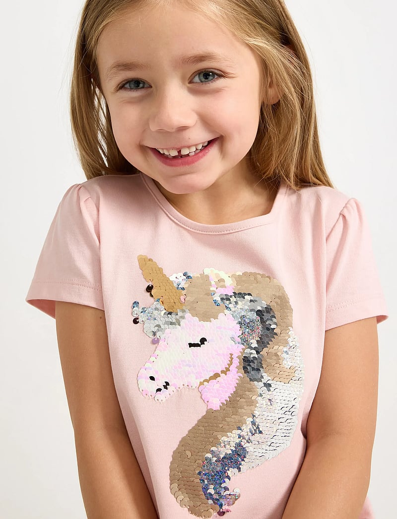 Lindex - Short-sleeved top with reversible sequins motif - kurzärmelige - light dusty pink - 4