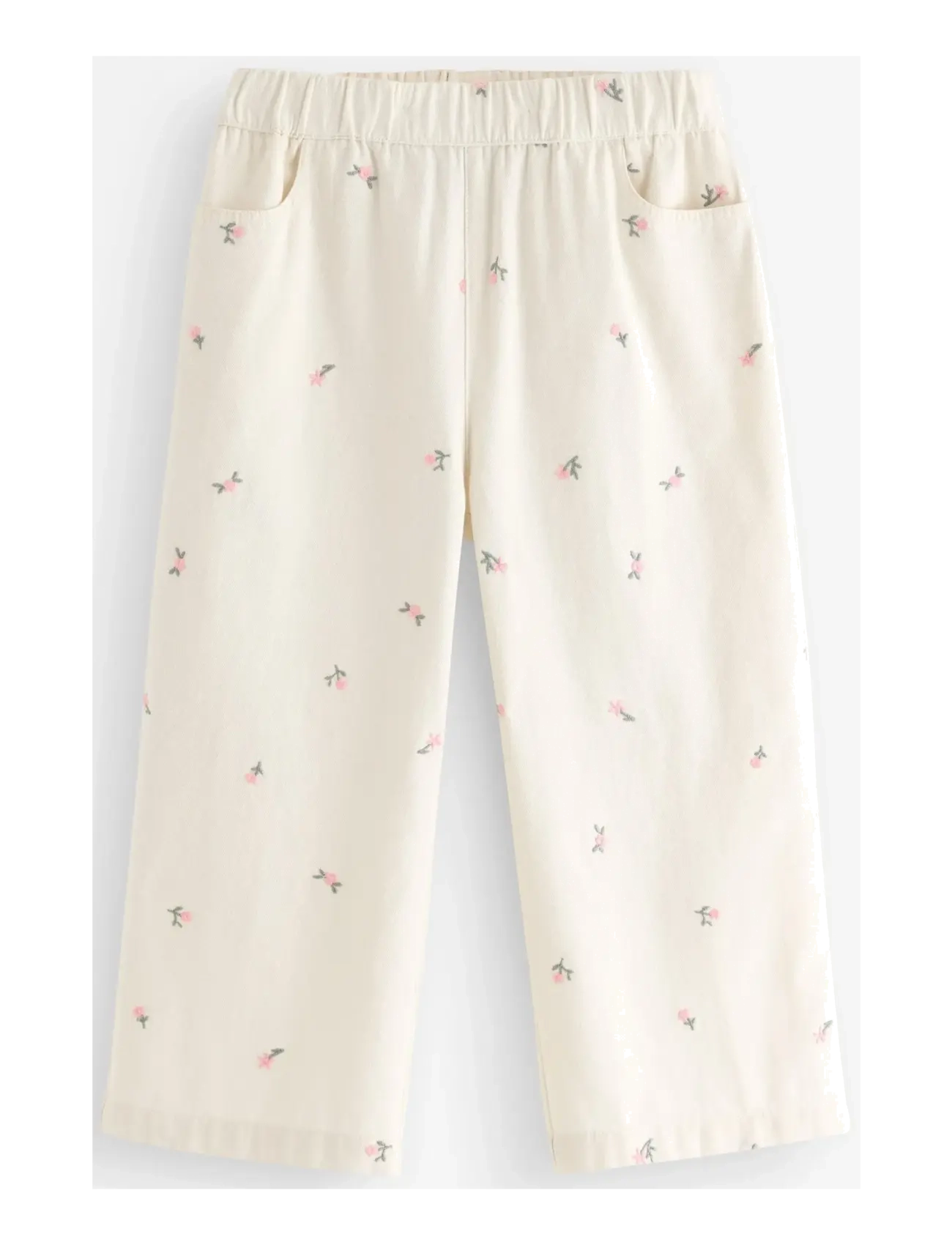 Lindex Straight trousers - Riided - WHITE / multi