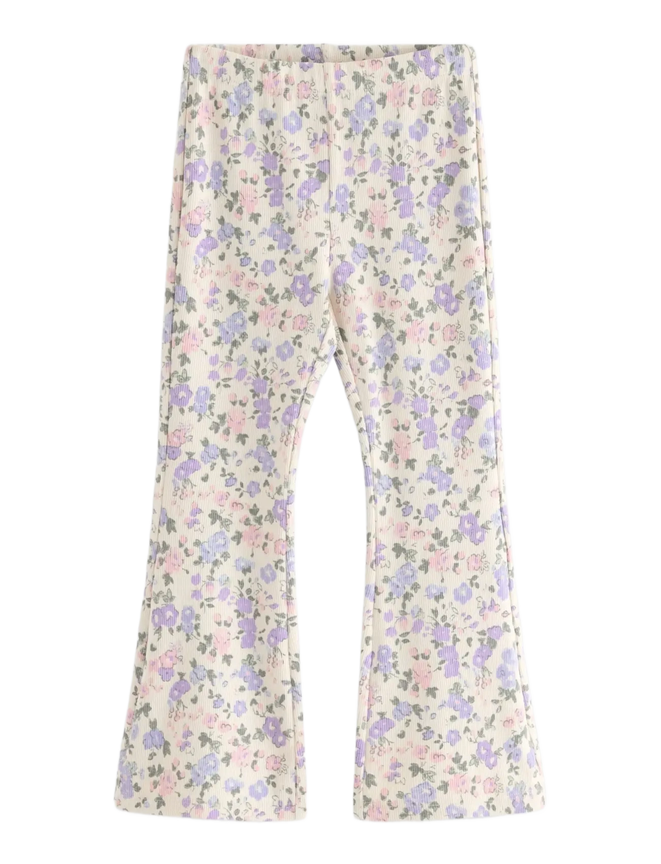 Lindex - Leggings flare rib aop - light beige - 1
