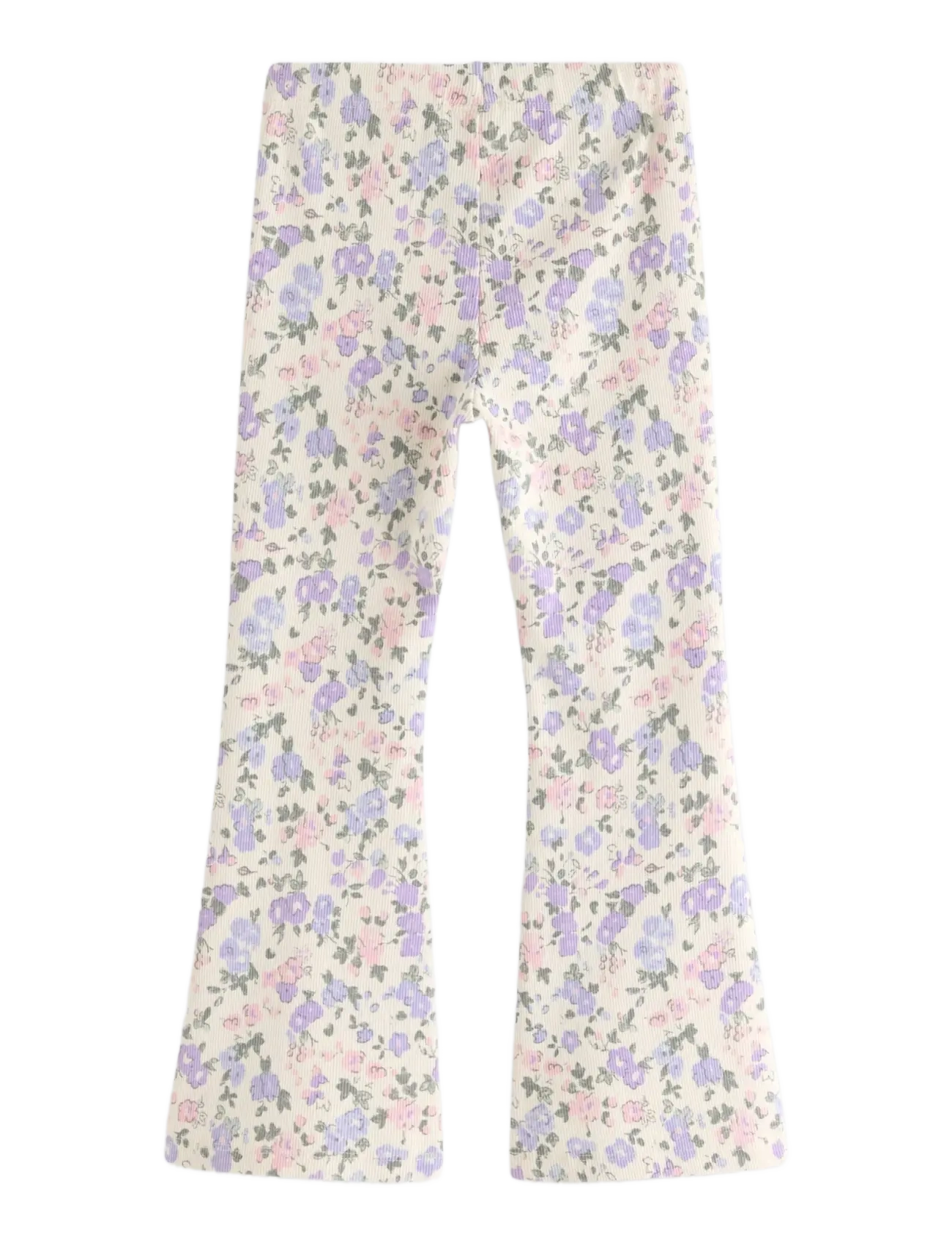 Lindex - Leggings flare rib aop - light beige - 2