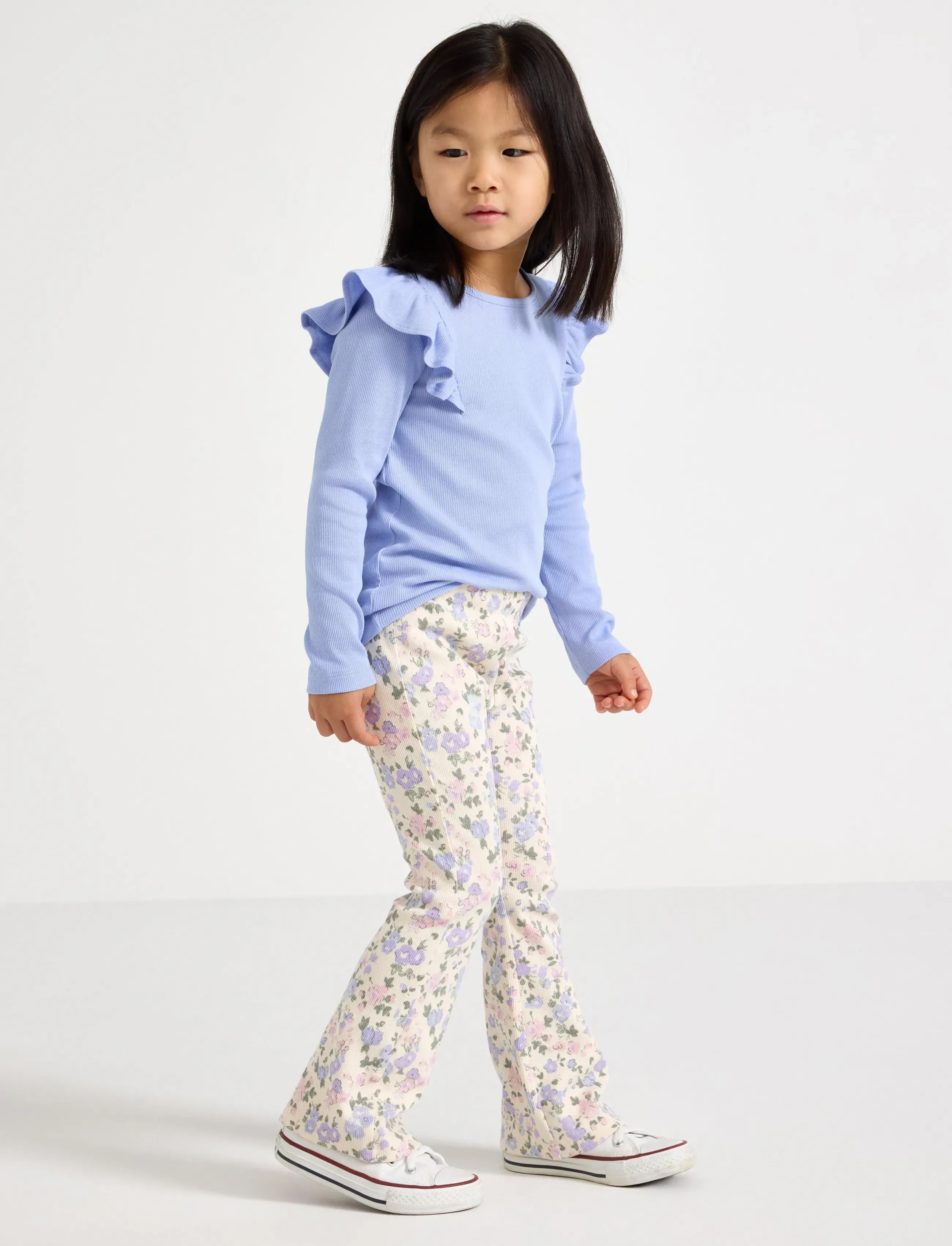 Lindex Flared ribbed leggings - Leggings - LIGHT BEIGE / multi