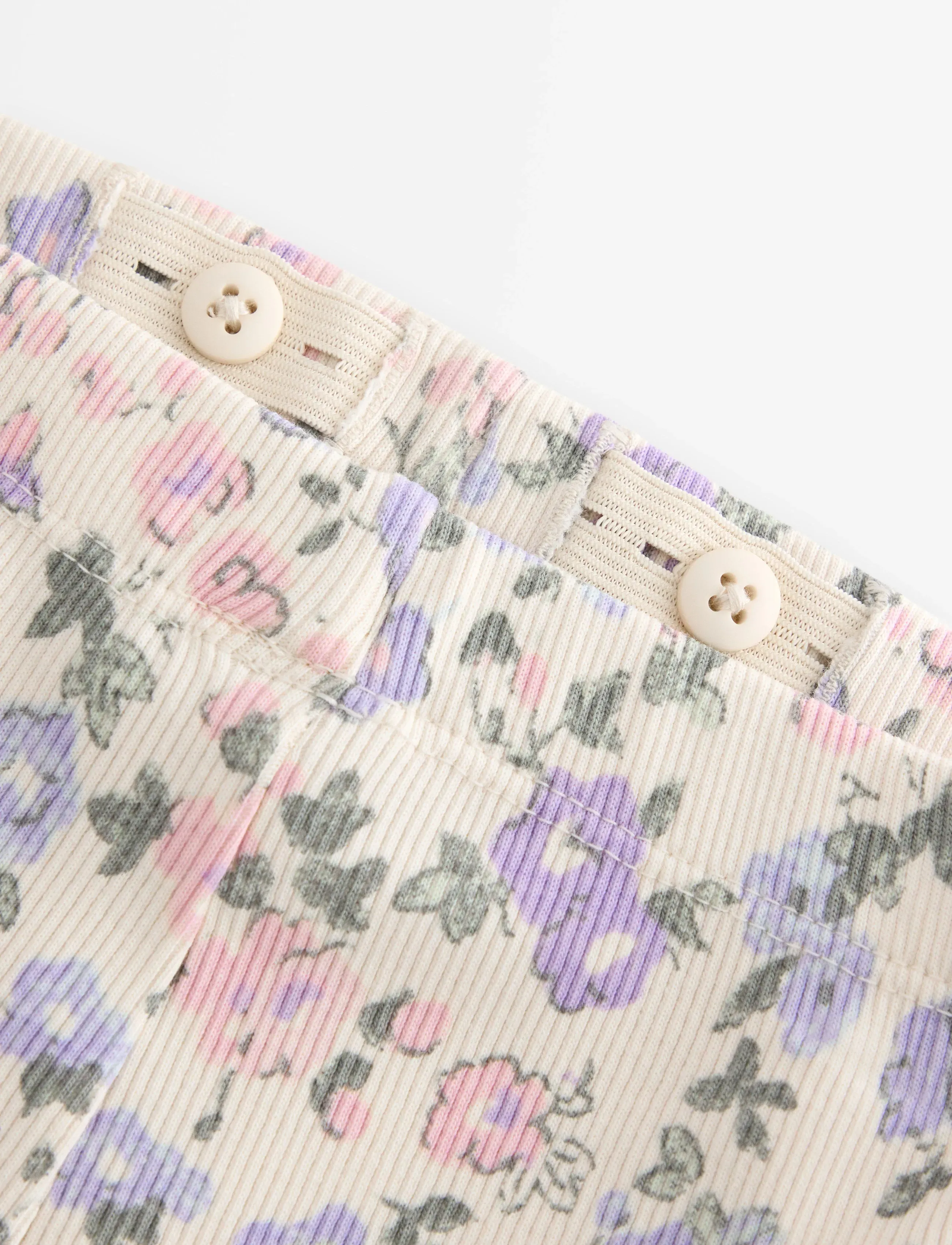 Lindex - Leggings flare rib aop - light beige - 5
