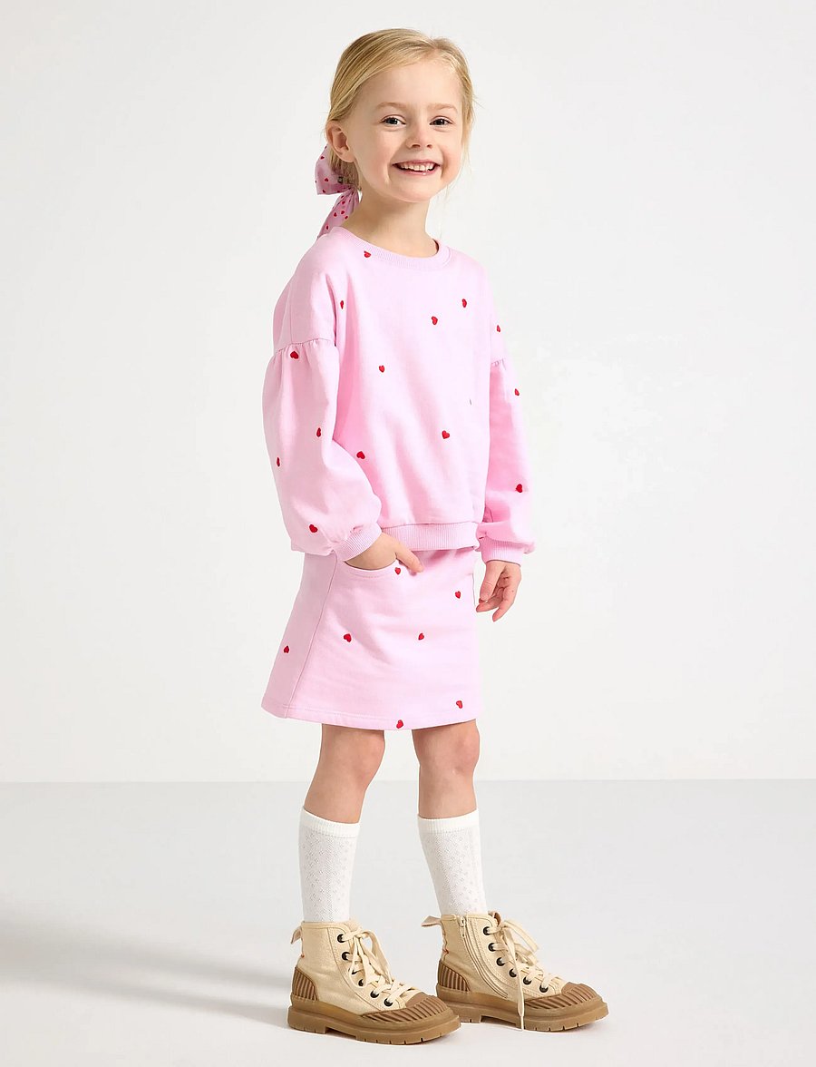 Lindex - skirt fleece embroidery - miniseelikud - light pink - 0