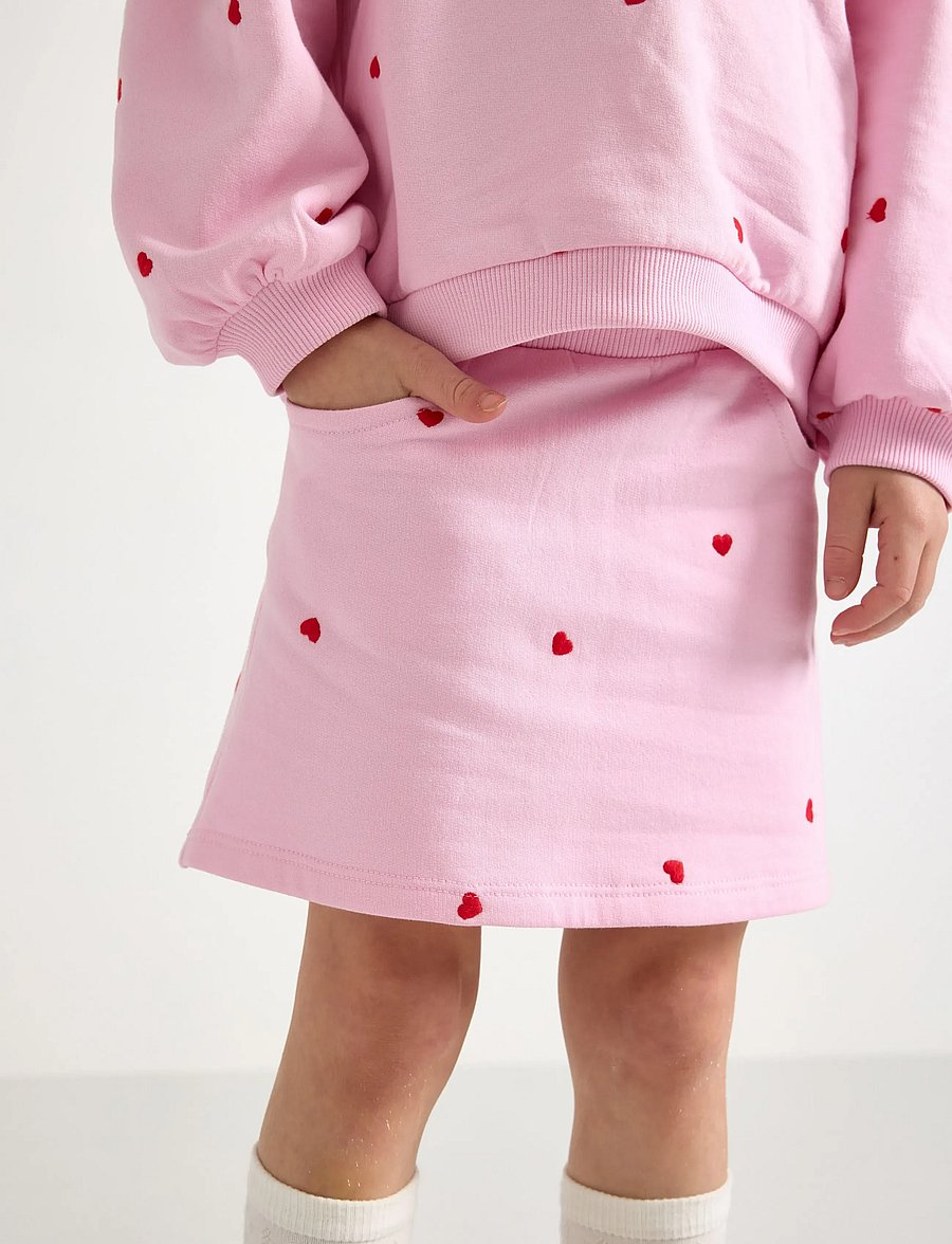 Lindex - skirt fleece embroidery - miniseelikud - light pink - 4