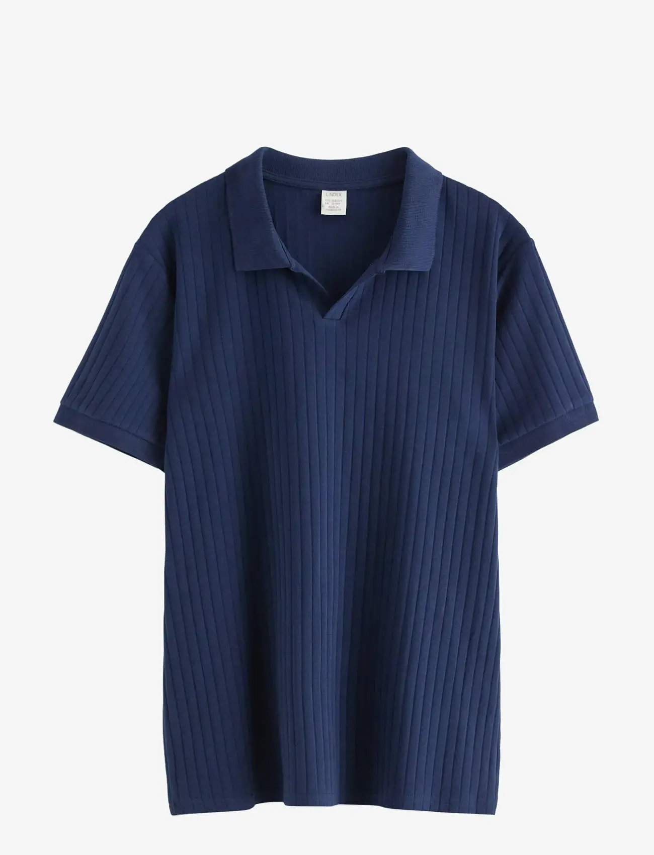 Lindex - Ribbed top with collar - lühikeste varrukatega polod - dark blue - 1