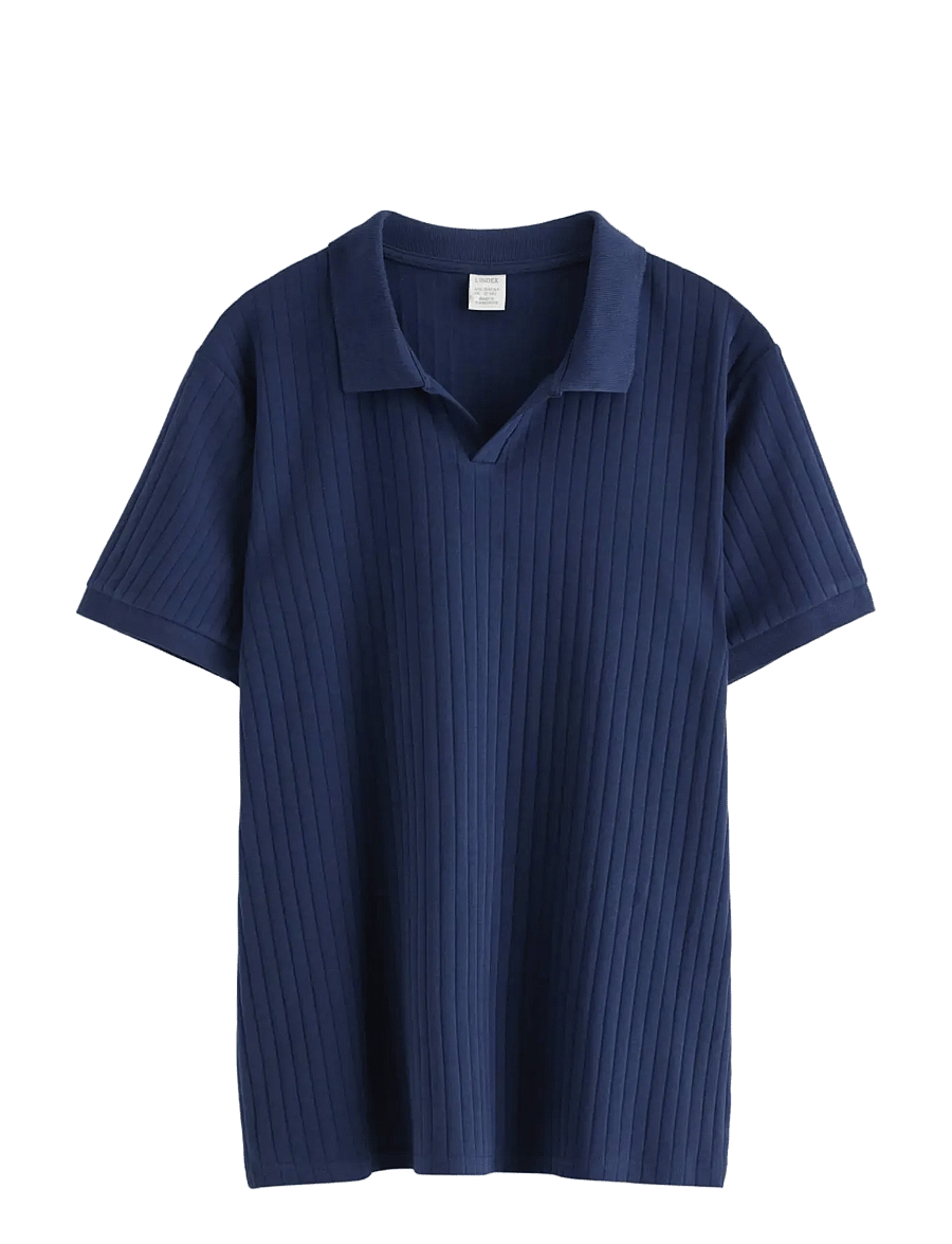 Lindex - Ribbed top with collar - kortærmede poloer - dark blue - 1