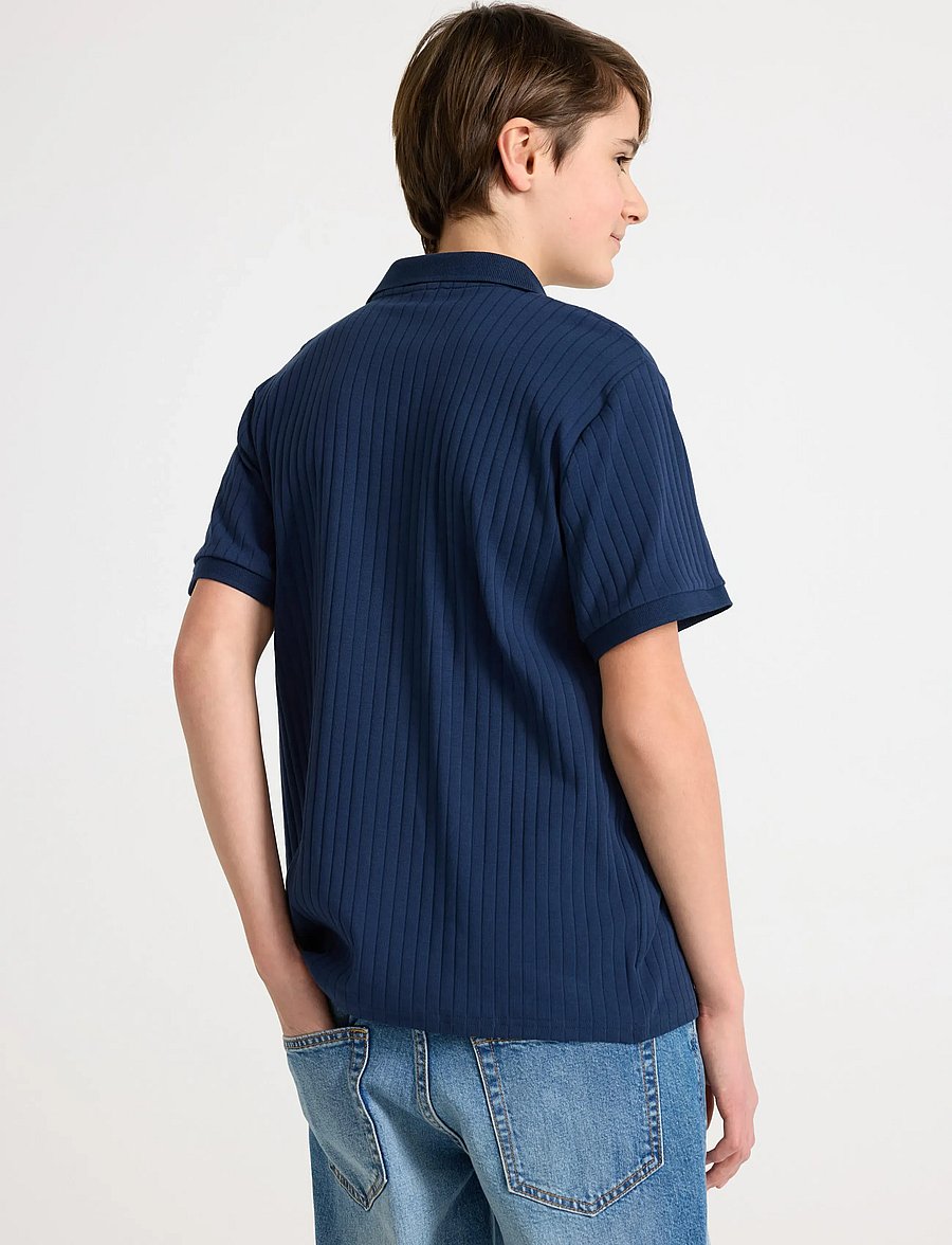 Lindex - Ribbed top with collar - kortærmede poloer - dark blue - 3