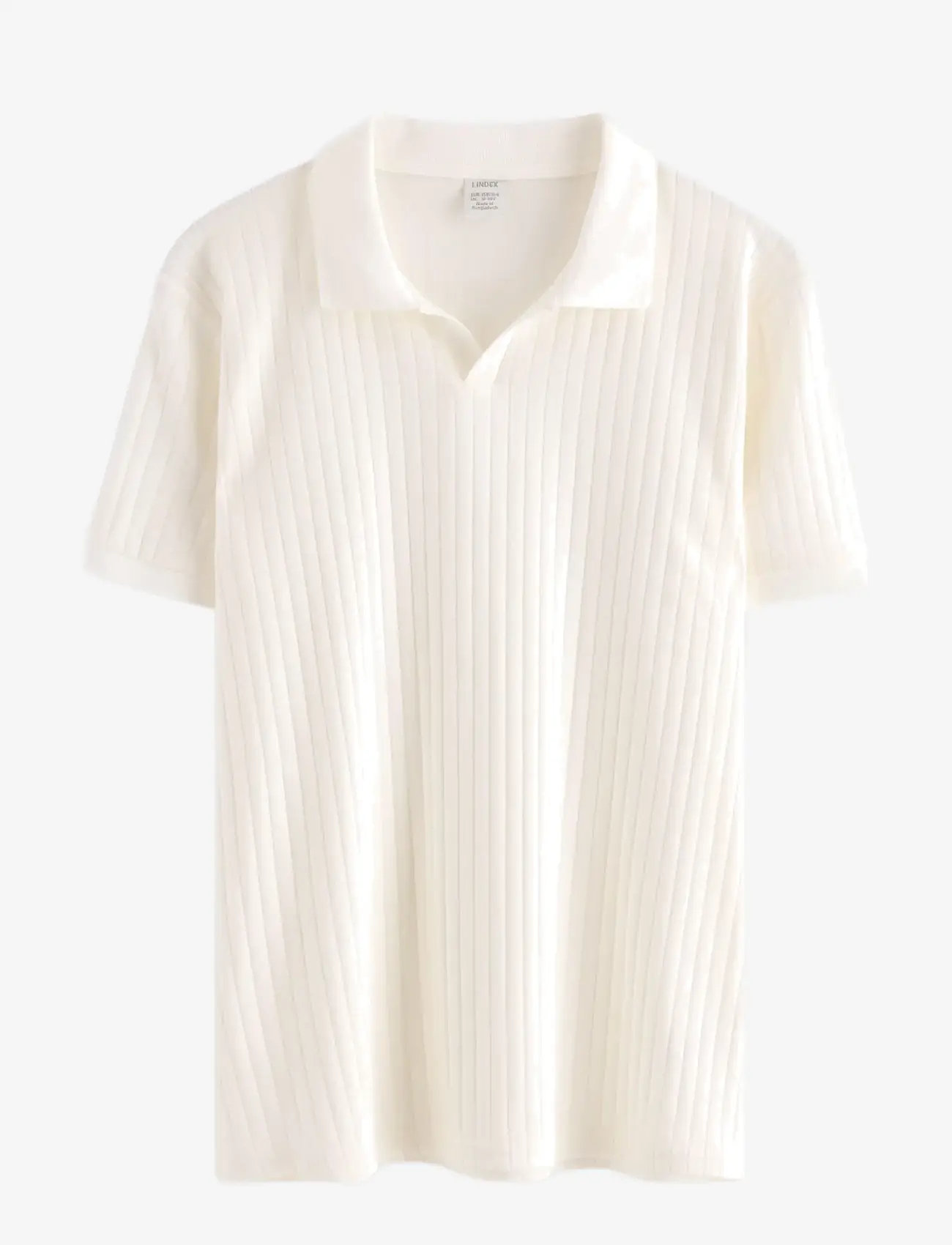 Lindex - Ribbed top with collar - kurzärmelig - off white - 1