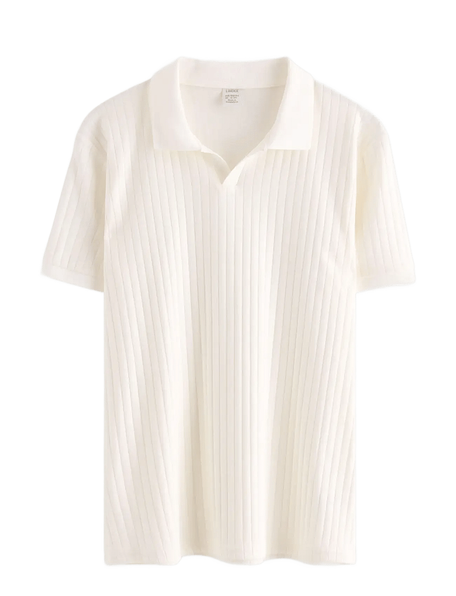 Lindex - Ribbed top with collar - polo marškinėliai trumpomis rankovėmis - off white - 1