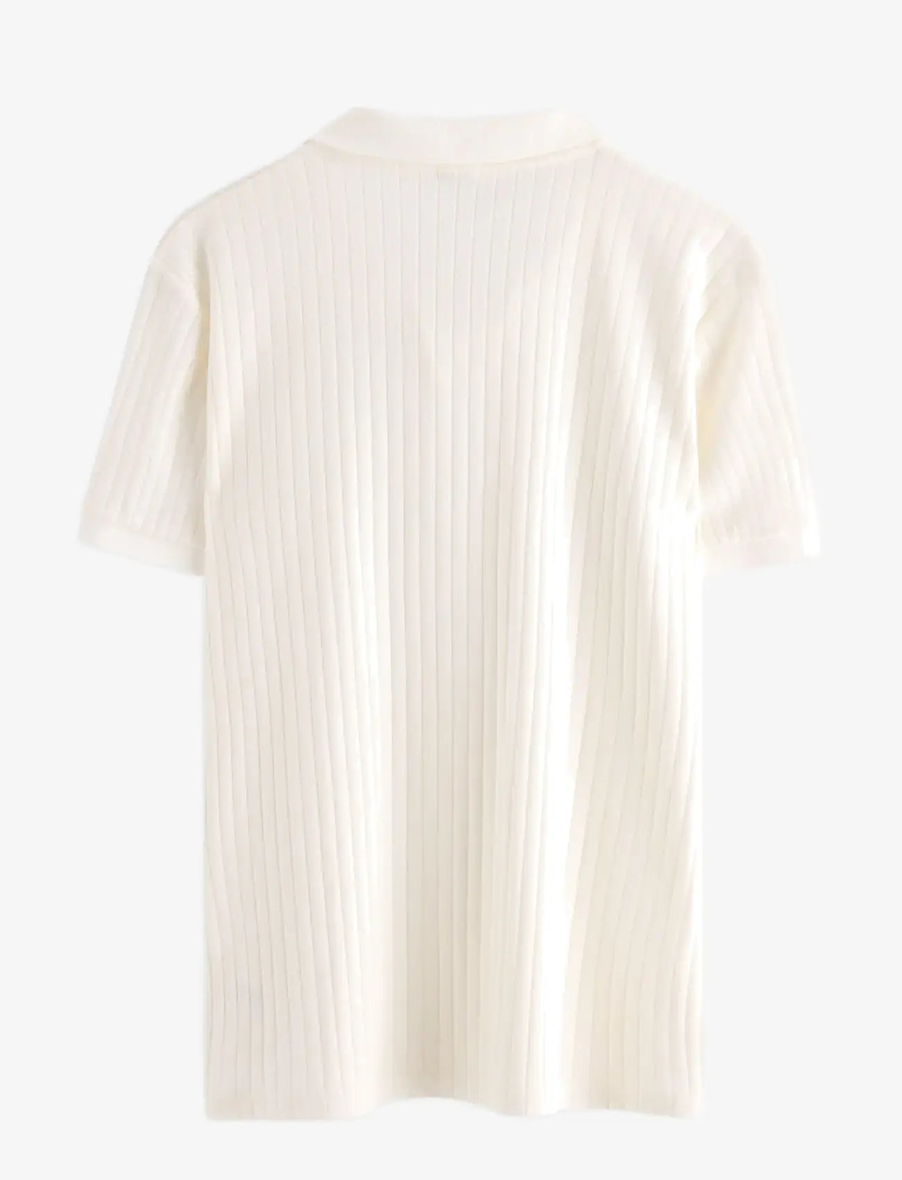 Lindex - Ribbed top with collar - kurzärmelig - off white - 2