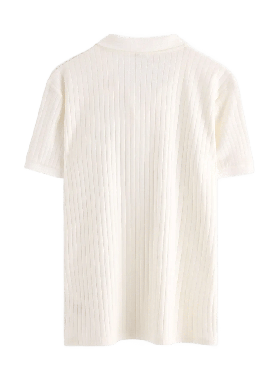 Lindex - Ribbed top with collar - polo marškinėliai trumpomis rankovėmis - off white - 2