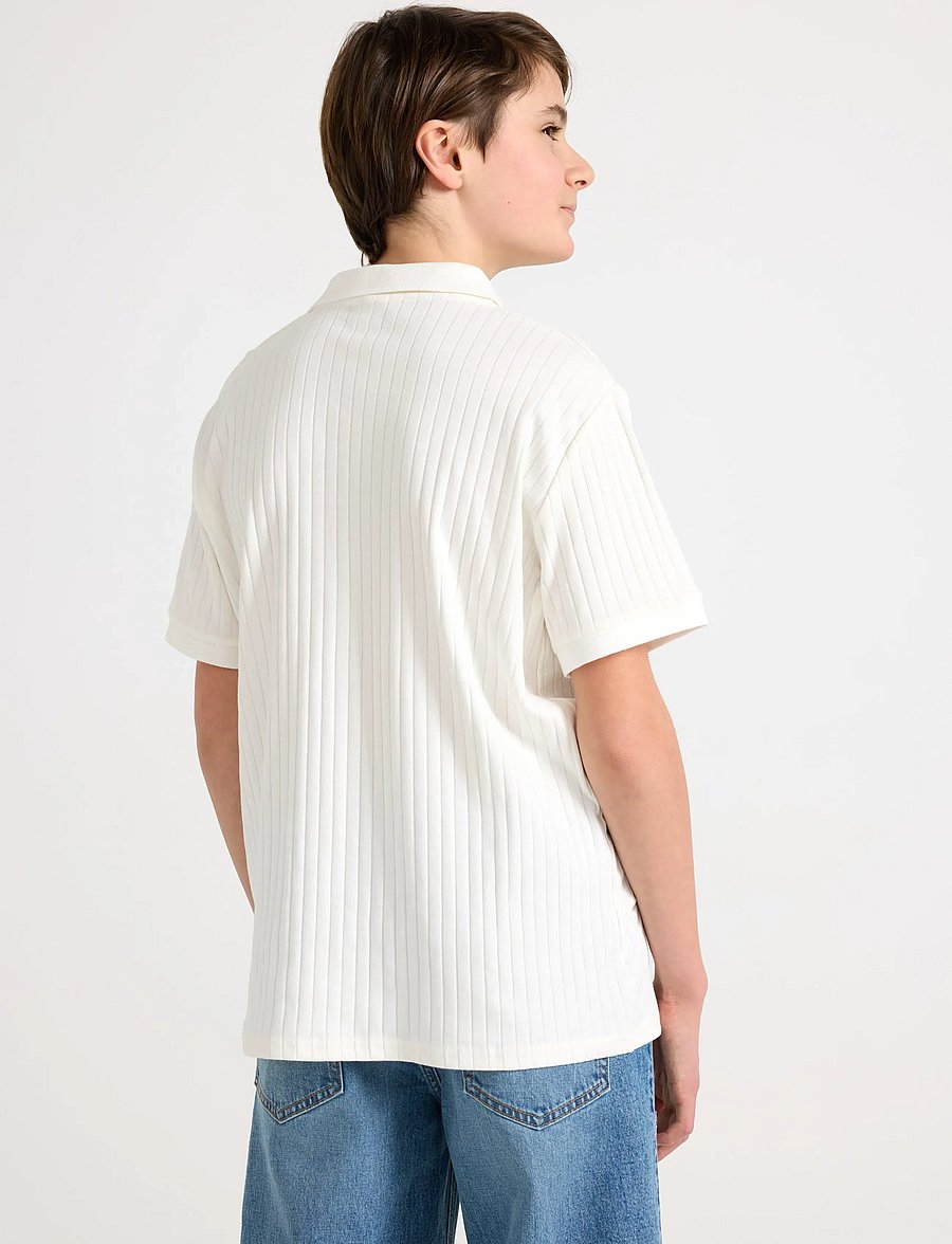 Lindex - Ribbed top with collar - polo marškinėliai trumpomis rankovėmis - off white - 3