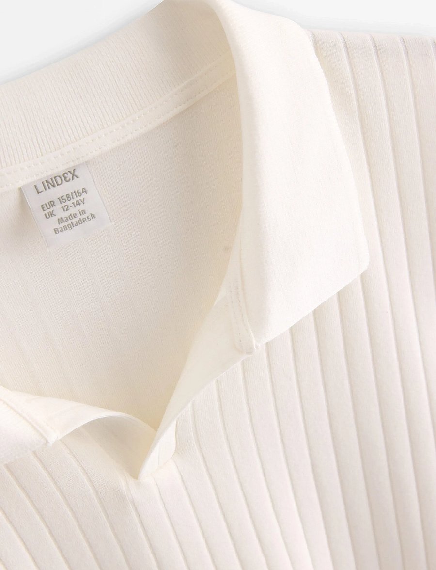 Lindex - Ribbed top with collar - polo marškinėliai trumpomis rankovėmis - off white - 5
