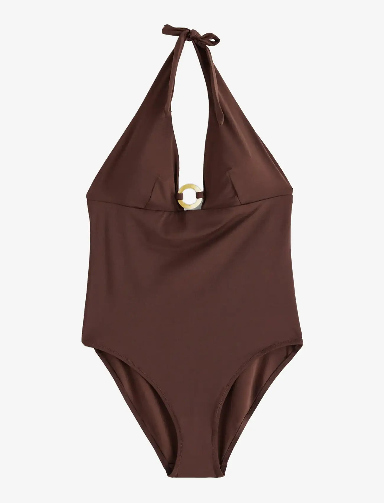 Lindex - Swimsuit with halterneck - badedragter - dk brown - 1