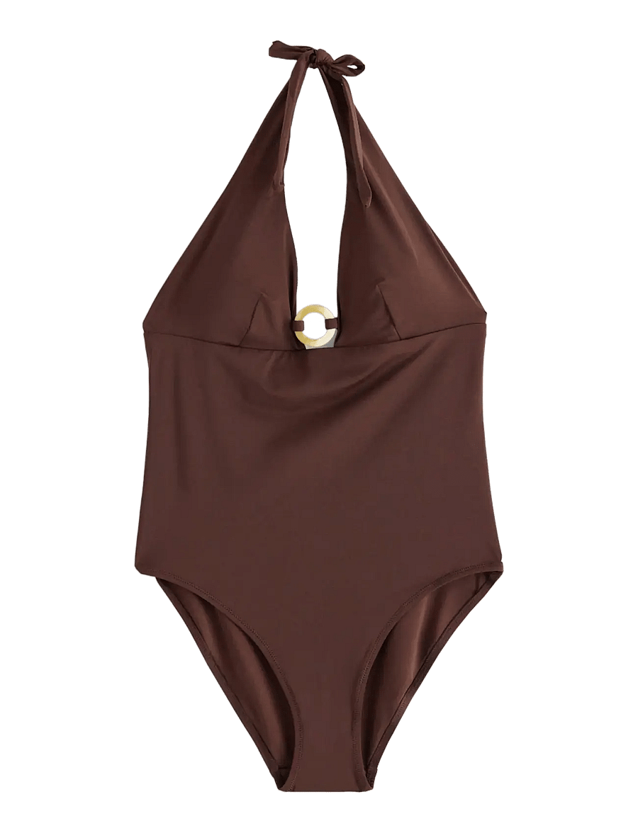 Lindex - Swimsuit with halterneck - swimsuits - dk brown - 1