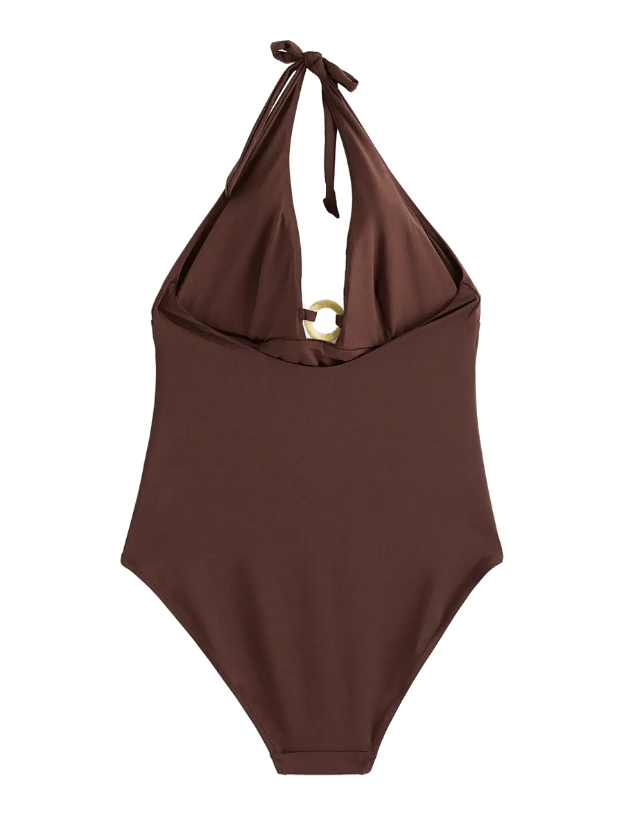Lindex - Swimsuit with halterneck - swimsuits - dk brown - 2
