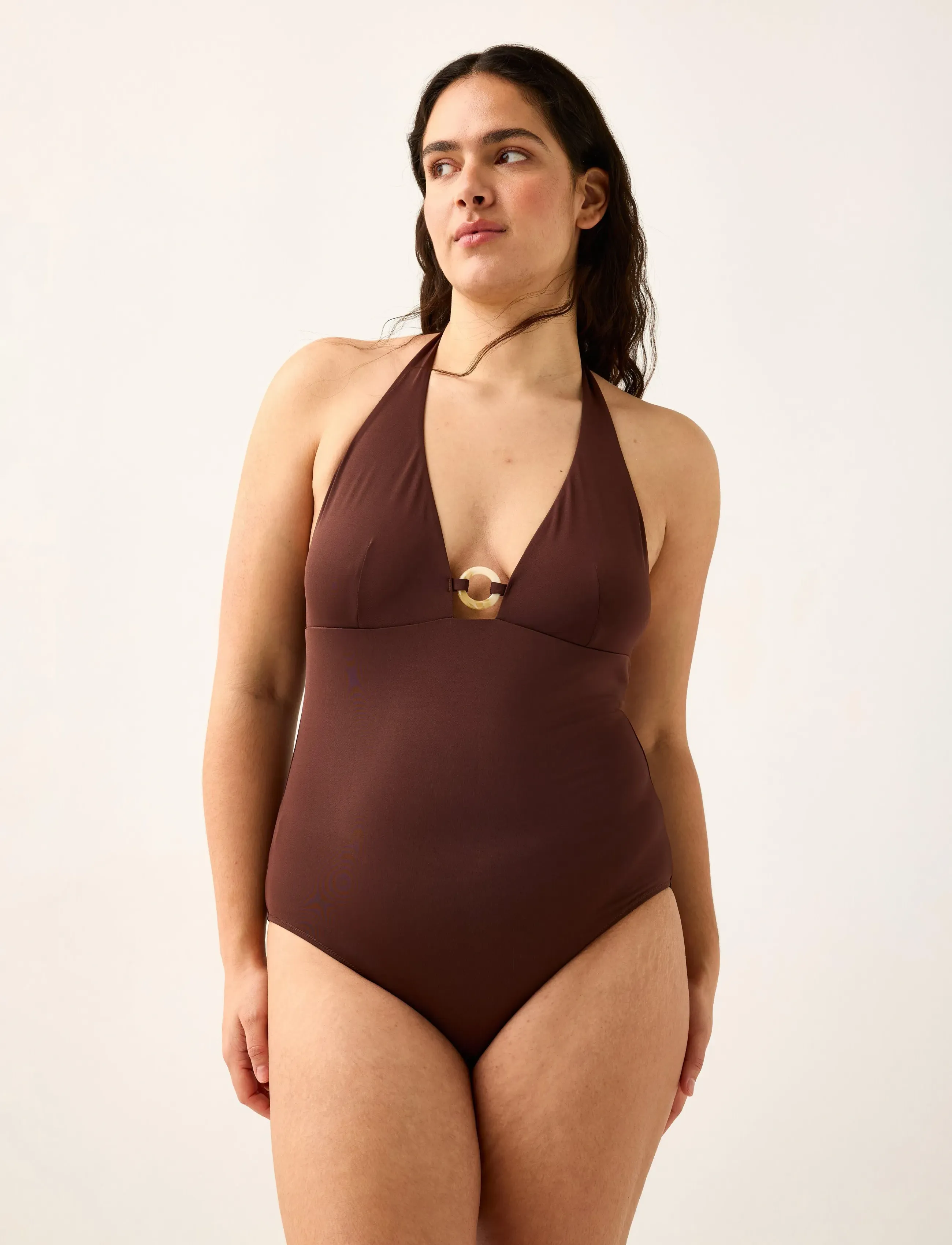Lindex Swimsuit With Halterneck, S, Bademode, Braun - Swimsuits, Frauen