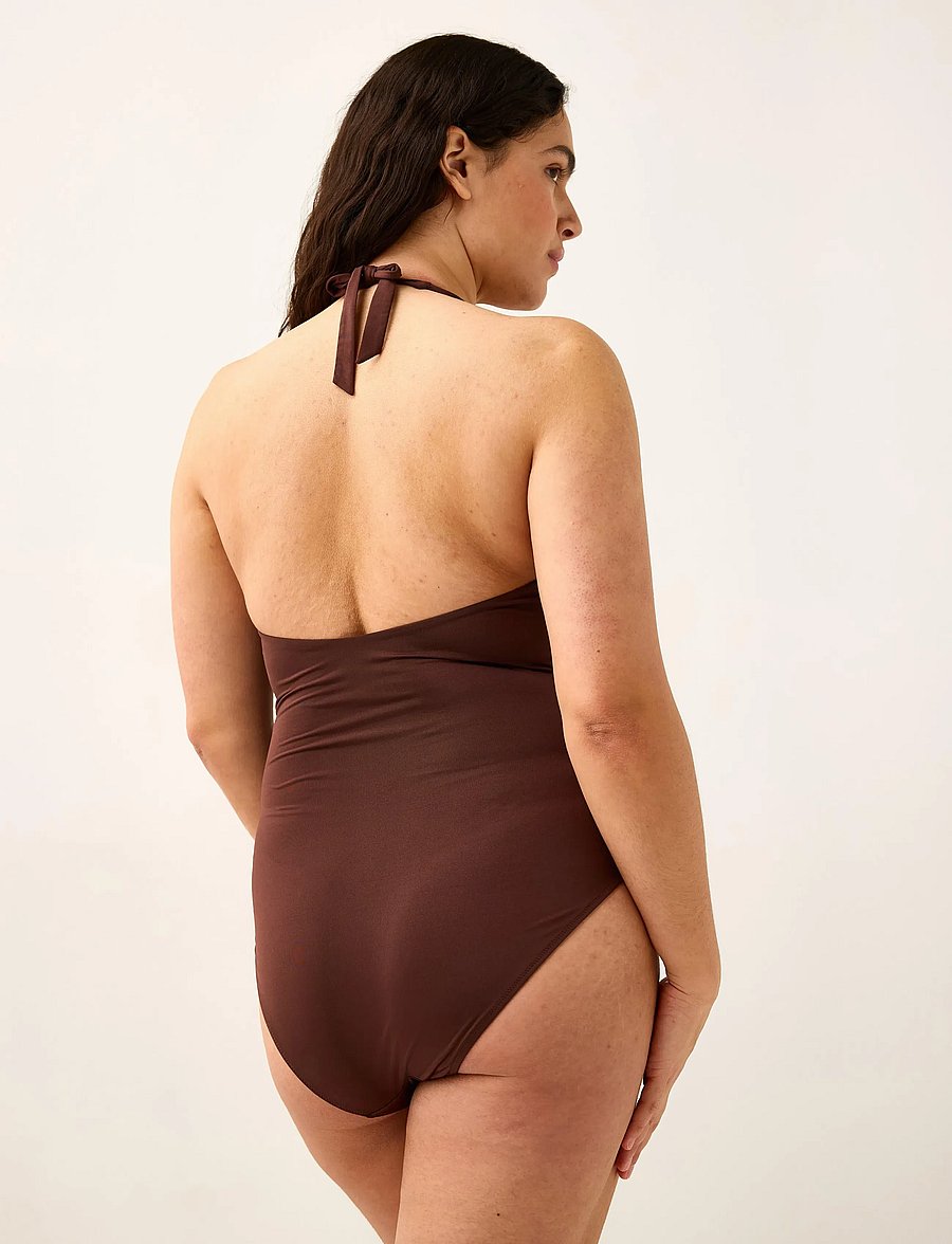 Lindex - Swimsuit with halterneck - swimsuits - dk brown - 3