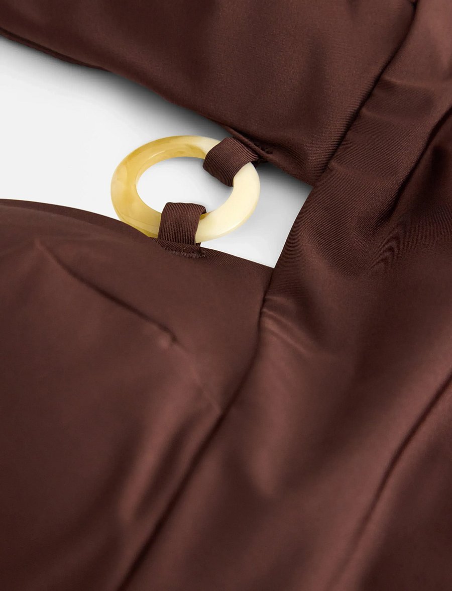 Lindex - Swimsuit with halterneck - swimsuits - dk brown - 5