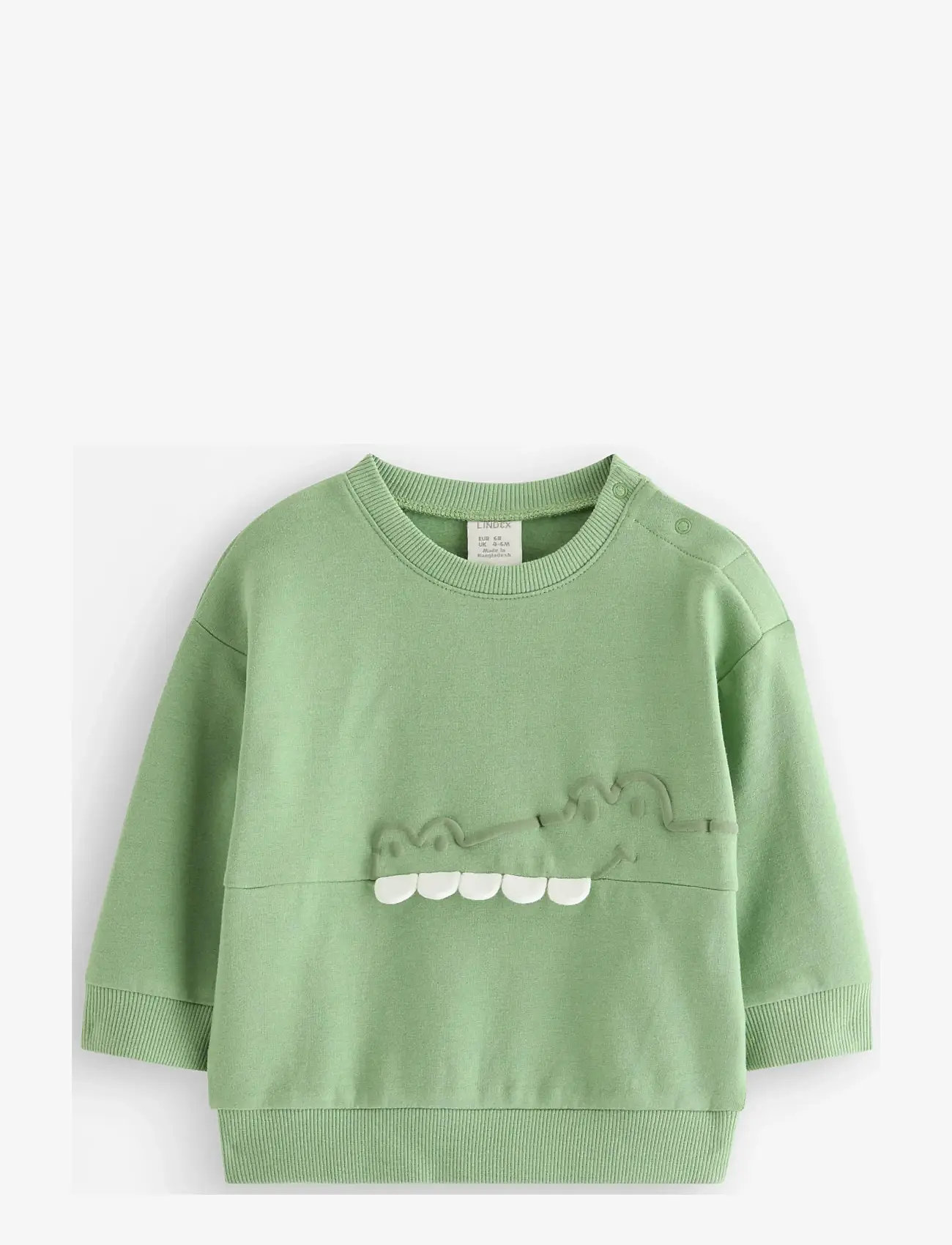 Lindex - sweatshirt crocodile 3d effect - sweatshirts & kapuzenpullover - dusty green - 0