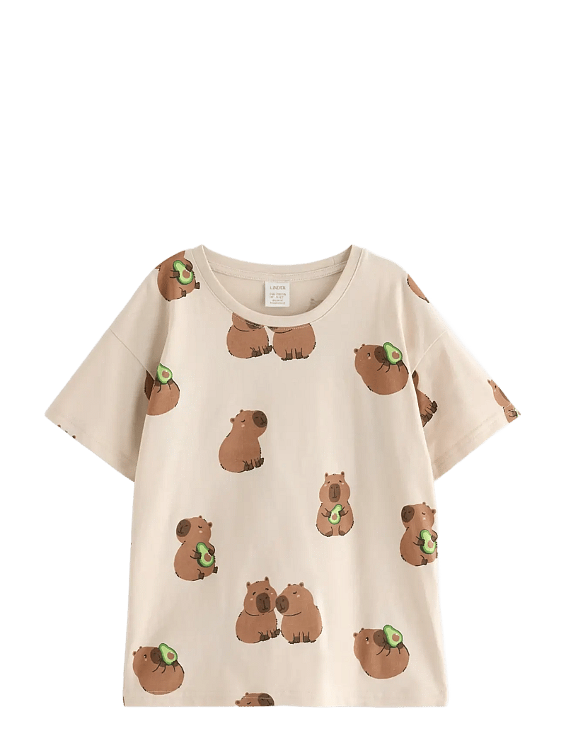 Lindex - Short-sleeved top - kortärmade t-shirts - light beige - 1