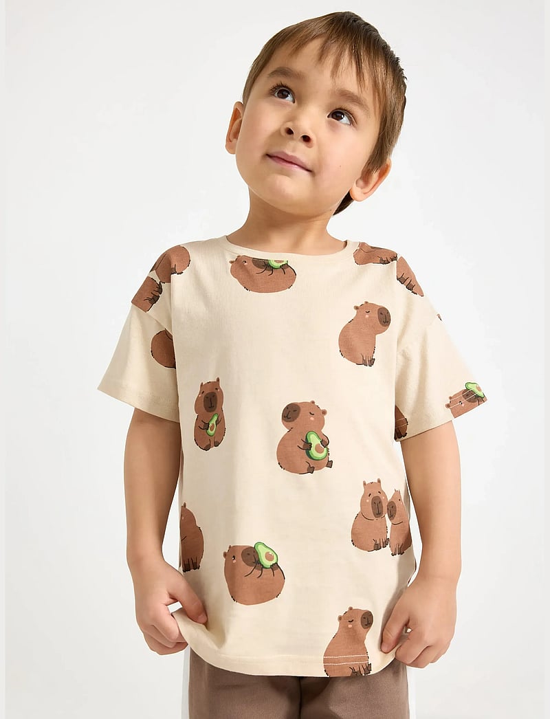 Lindex - Short-sleeved top - kortärmade t-shirts - light beige - 0