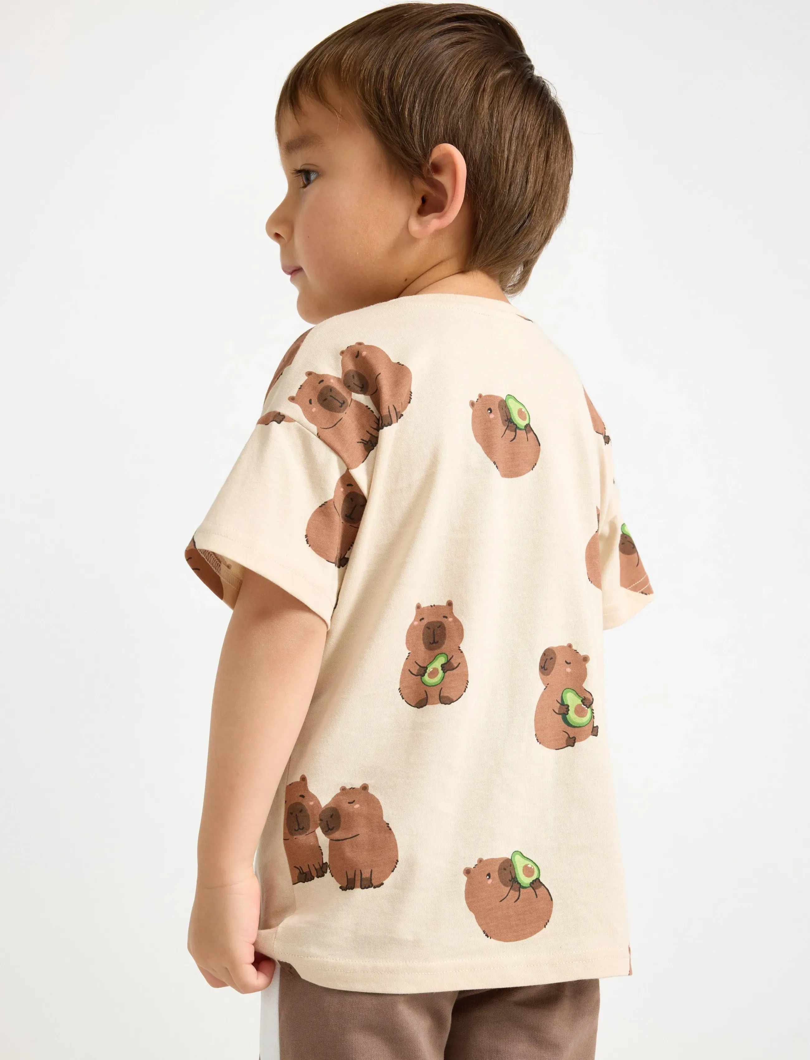 Lindex - Top SS Oversized Capybara - kurzärmelige - light beige - 3