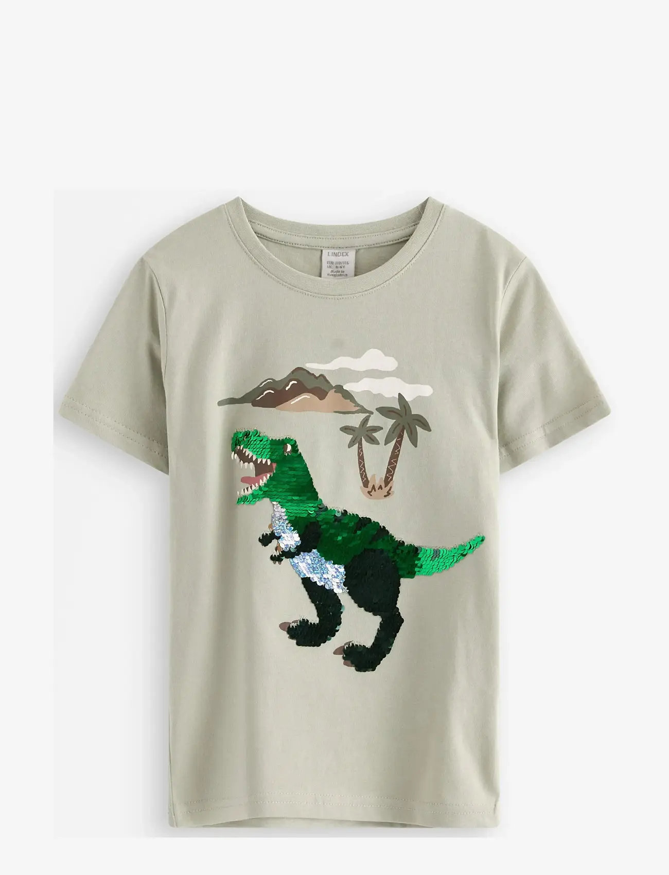 Lindex - Short-sleeved top with reversible sequins motif - short-sleeved t-shirts - light dusty green - 1
