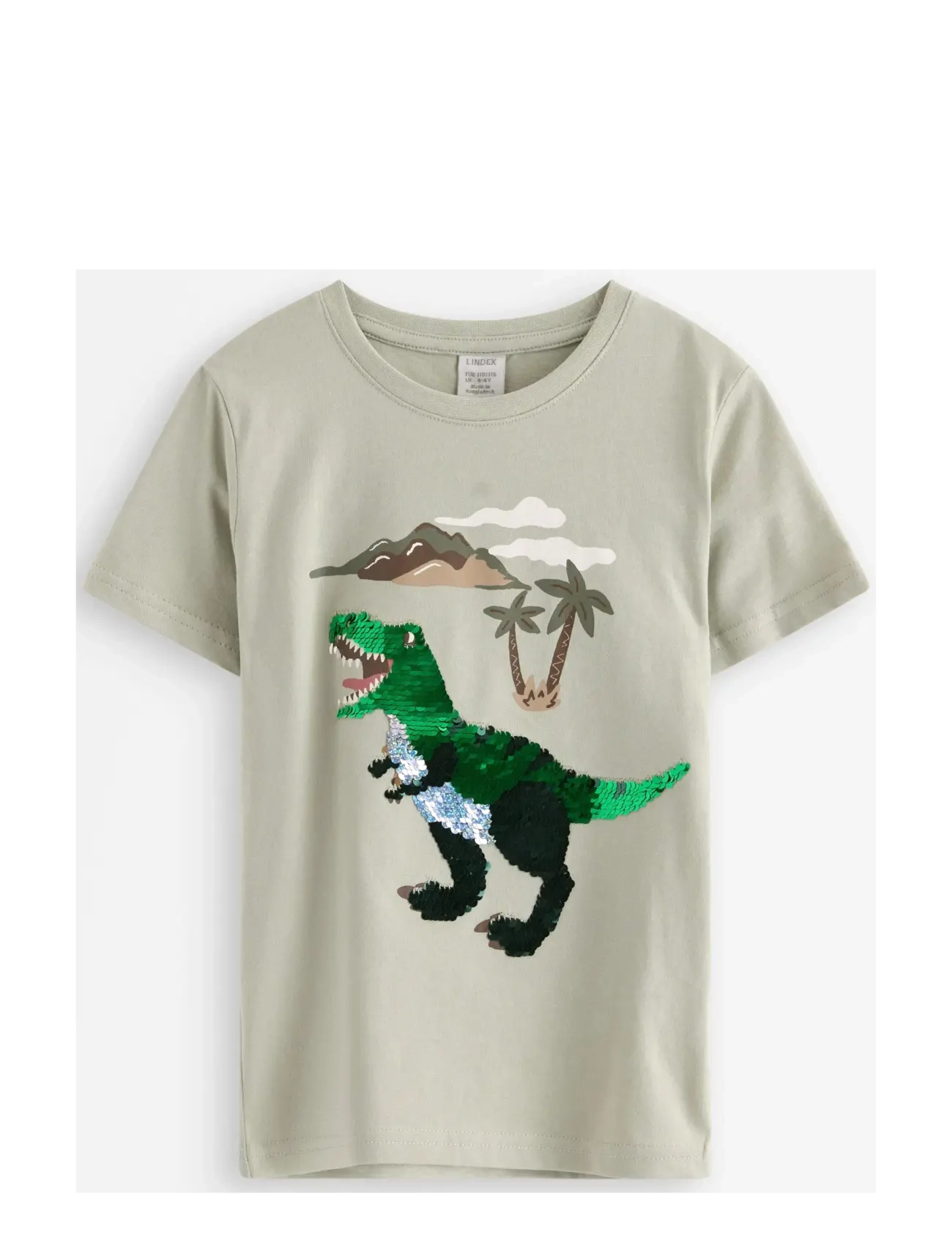 Lindex Short-sleeved top with reversible sequins motif - App deal - LIGHT DUSTY GREEN / khaki/green