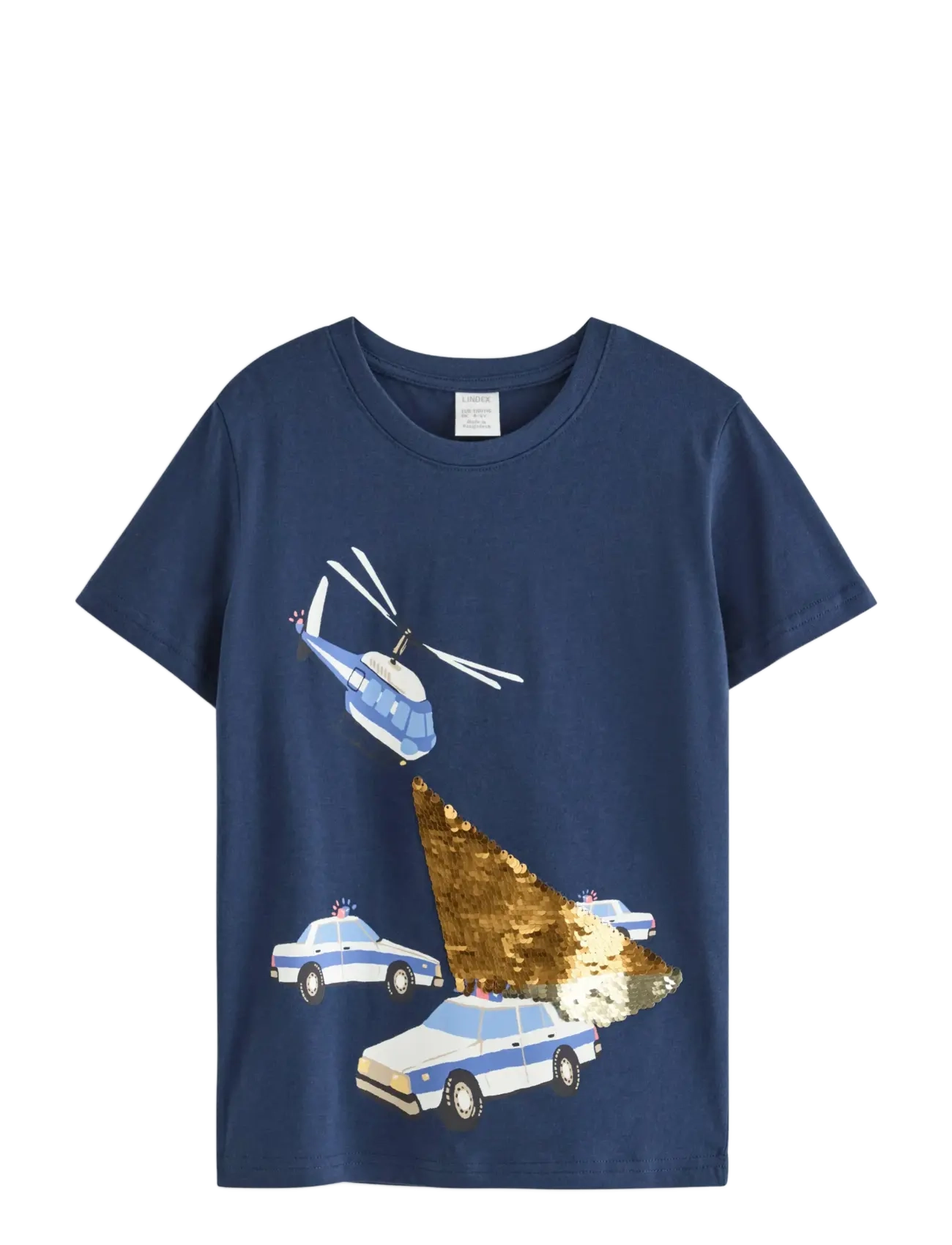 LINDEX Oberteil Ss Sos Flip Sequins Navy - 122/128 - Kinder