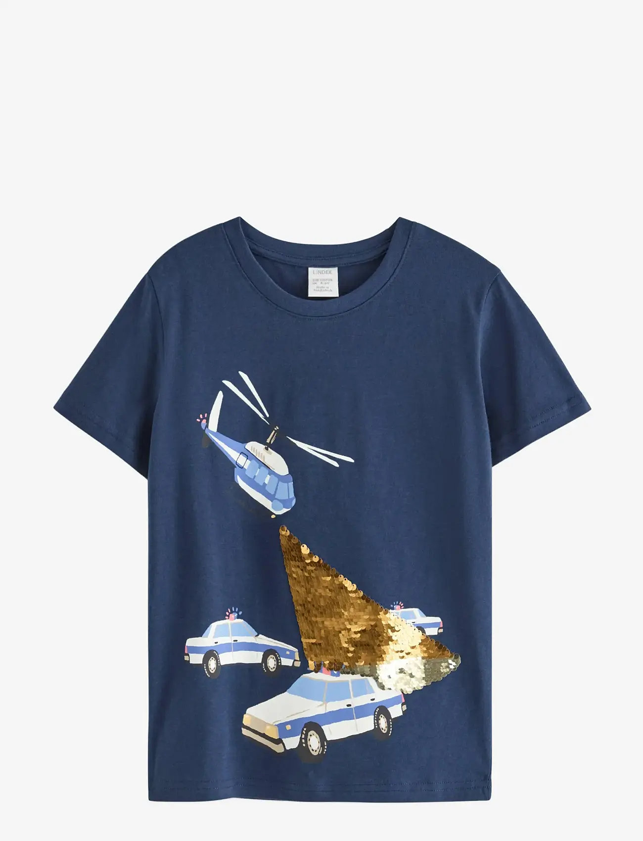 Lindex - Top SS SOS Flip sequins - kortærmede t-shirts - dark blue - 1