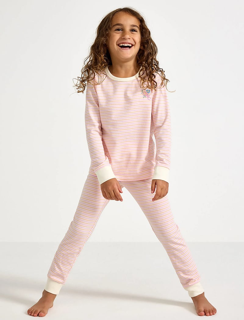 Lindex - Pyjama y d stripe placement em - pyjamassæt - white - 0