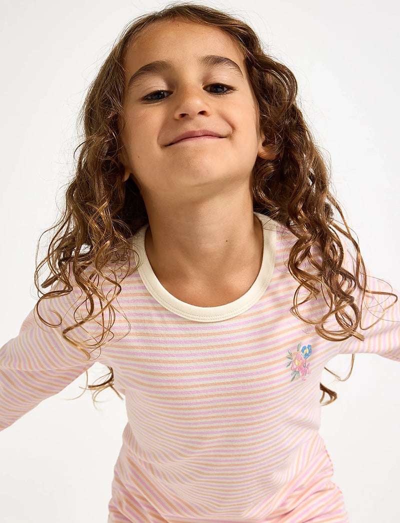 Lindex - Pyjama y d stripe placement em - pyjamassæt - white - 4