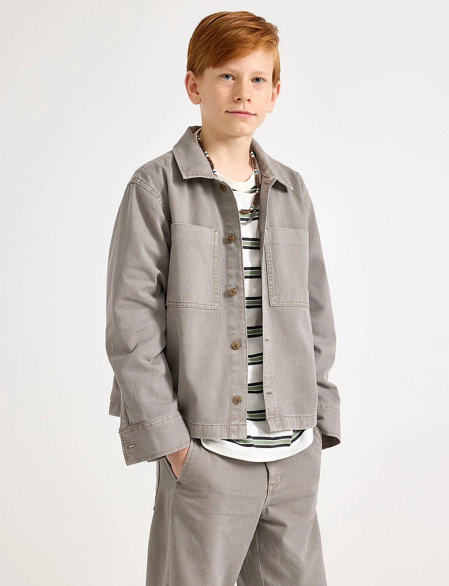 Lindex - Overshirt in cotton twill - langärmlige hemden - grey - 0