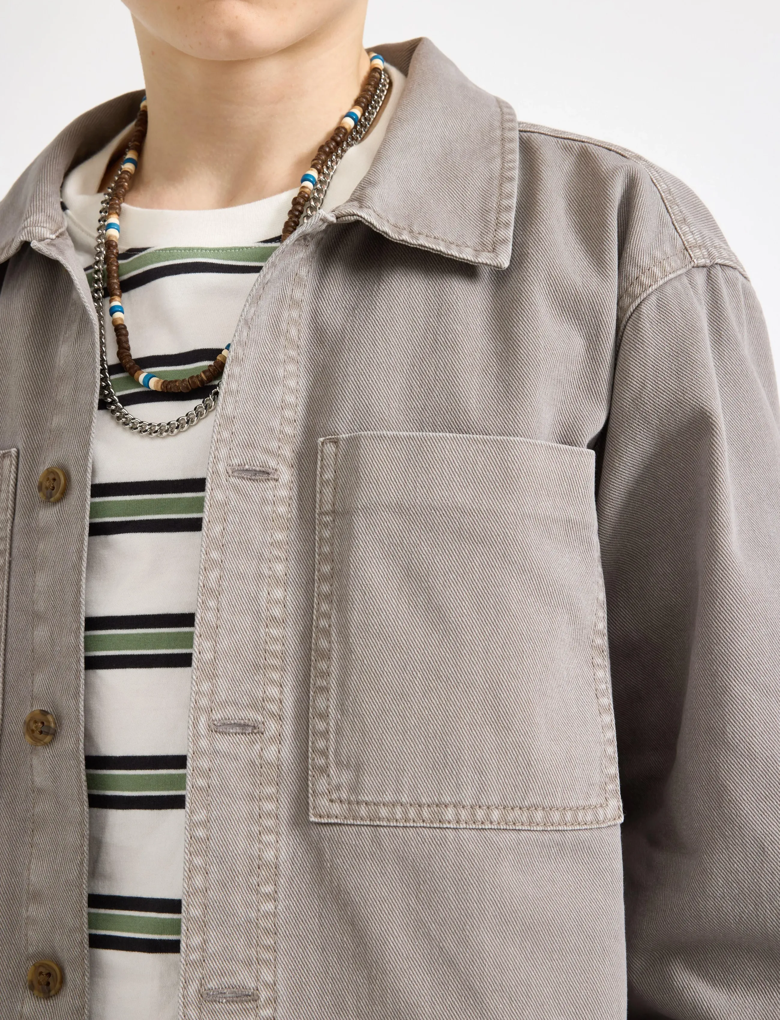 Lindex - Overshirt in cotton twill - langærmede skjorter - grey - 4