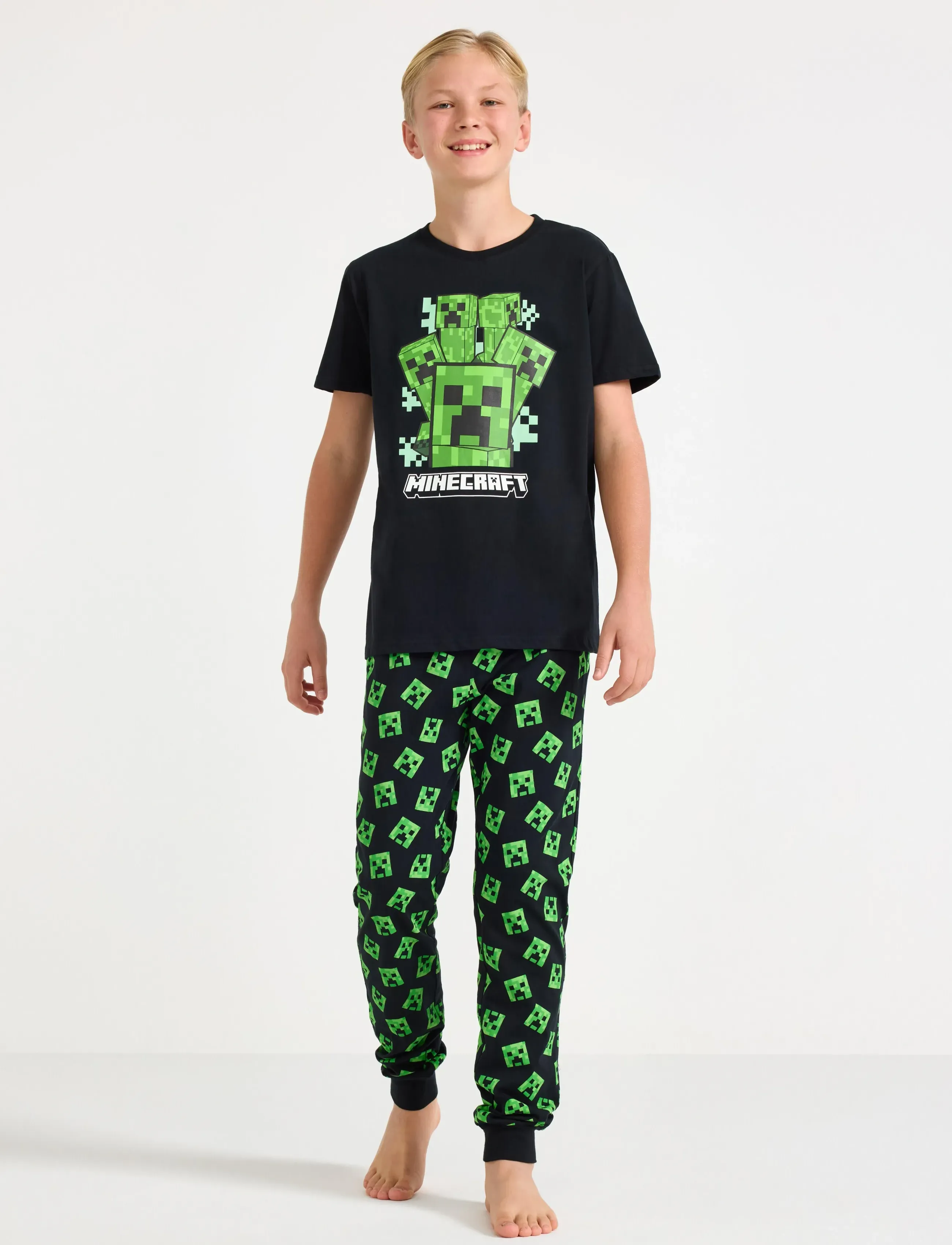 Lindex Pyjamas Set Minecraft, 158/164, Pyjamas, Schwarz - Pyjama Sets, Kinder