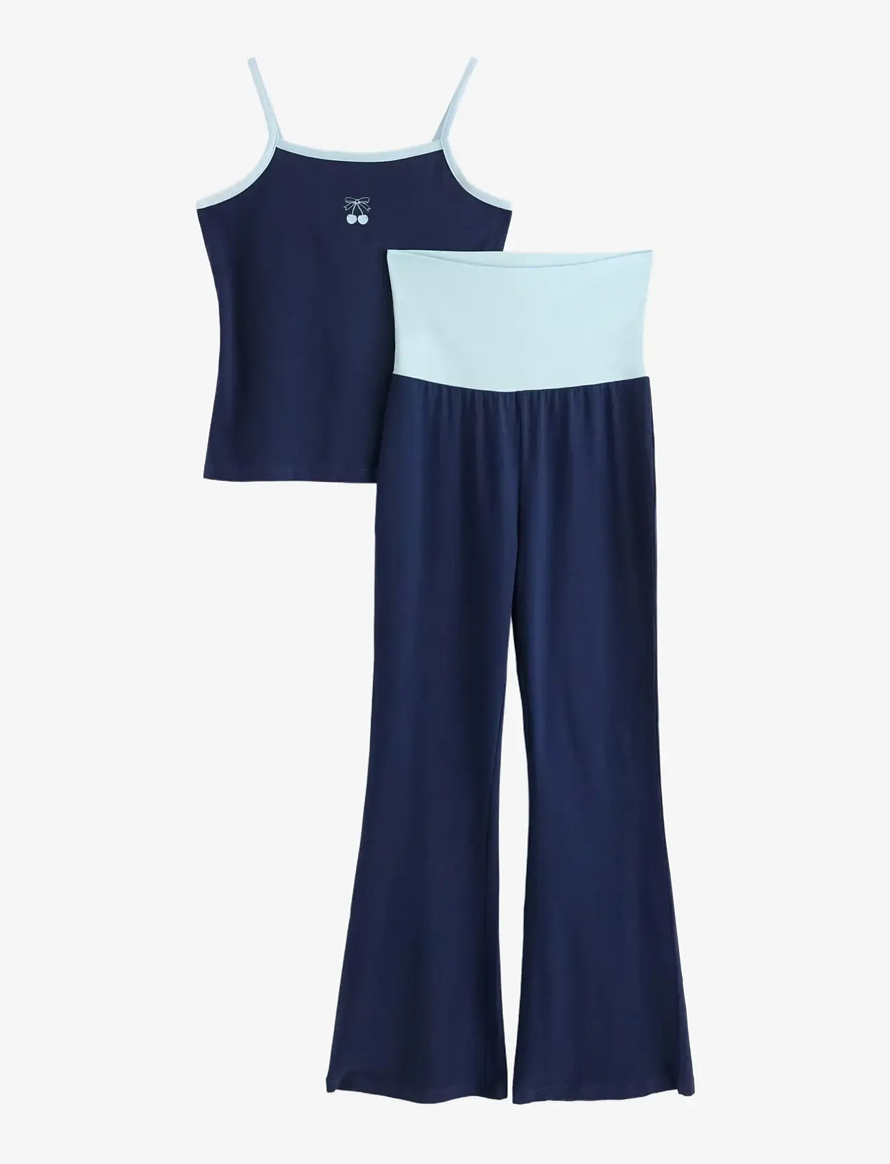 Lindex - 2pack strap tank top and yoga - linnen - blue - 1