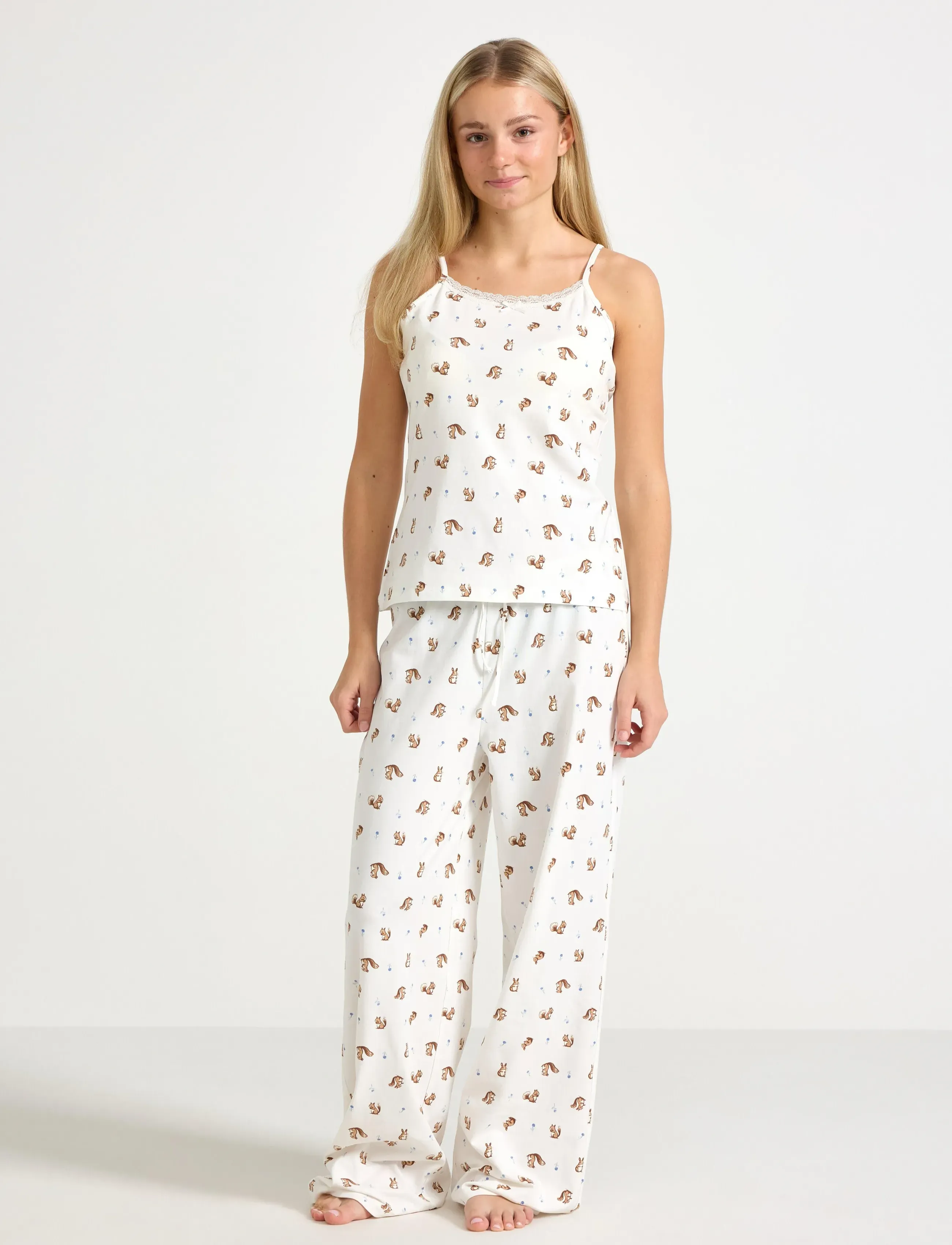 Lindex Pyjama Set Singlet Trousers Mi, 170, Pyjamas, Creme - Sets, Kinder
