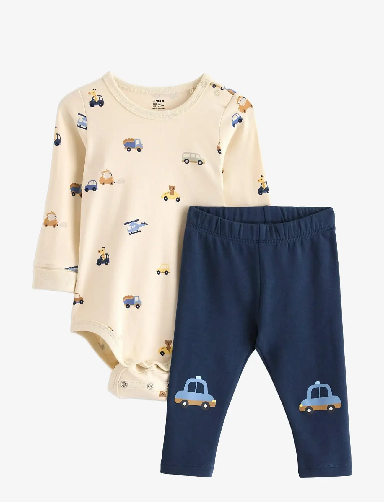 Lindex - Set Body leggings cars at knee - sets mit body - light beige - 0
