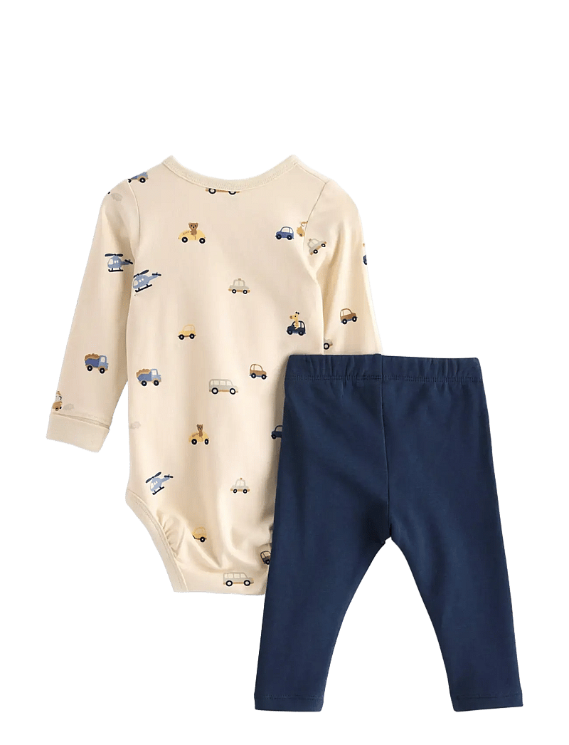 Lindex - Set Body leggings cars at knee - sets mit body - light beige - 1