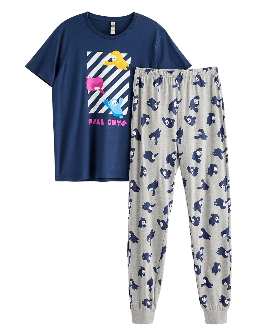 Lindex - Fall Guys pyjama set - komplekti - dk dusty blue - 1