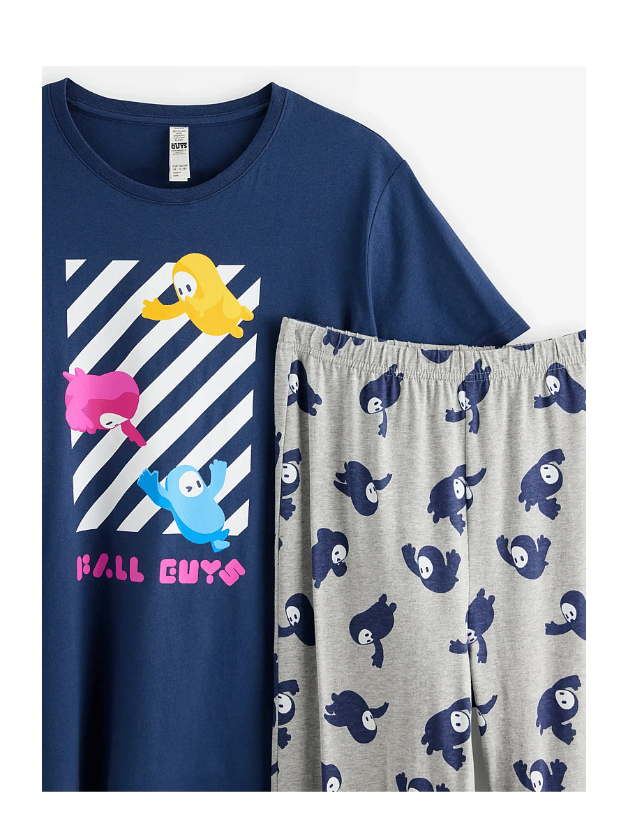 Lindex - Fall Guys pyjama set - komplekti - dk dusty blue - 3