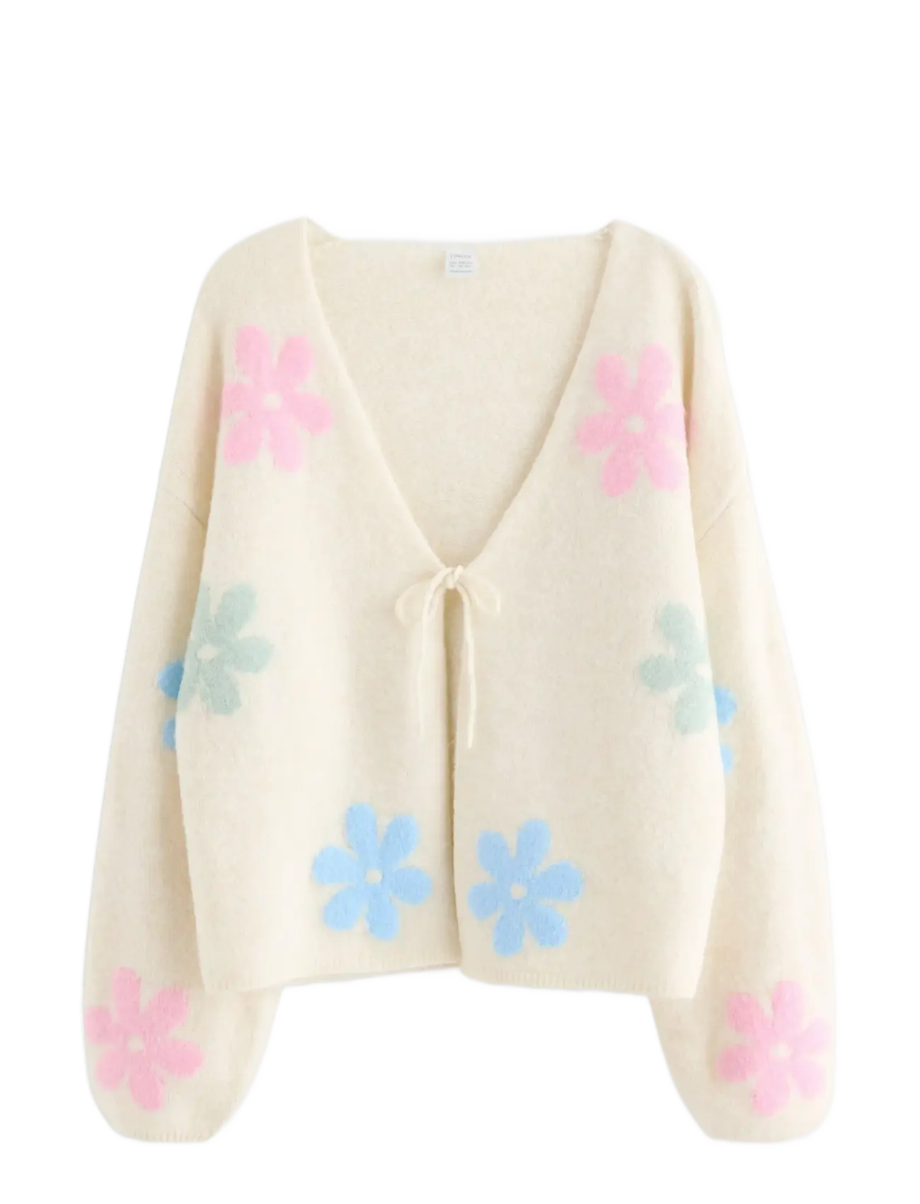 Lindex Cardigan flower - Tøj - LIGHT BEIGE MELANGE / cream