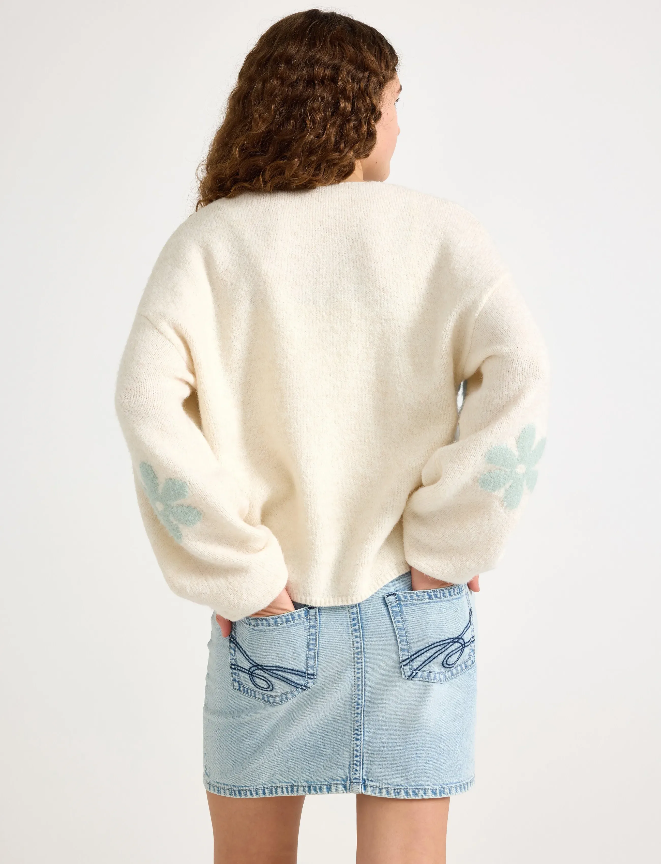 Lindex - Cardigan flower - light beige melange - 3