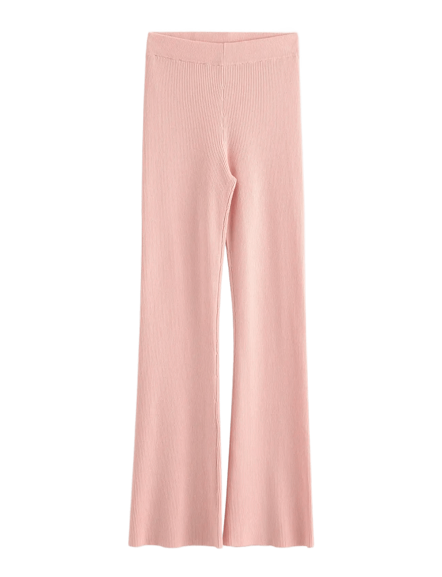 Lindex - Trousers knitted rib - byxor - light dusty pink - 1