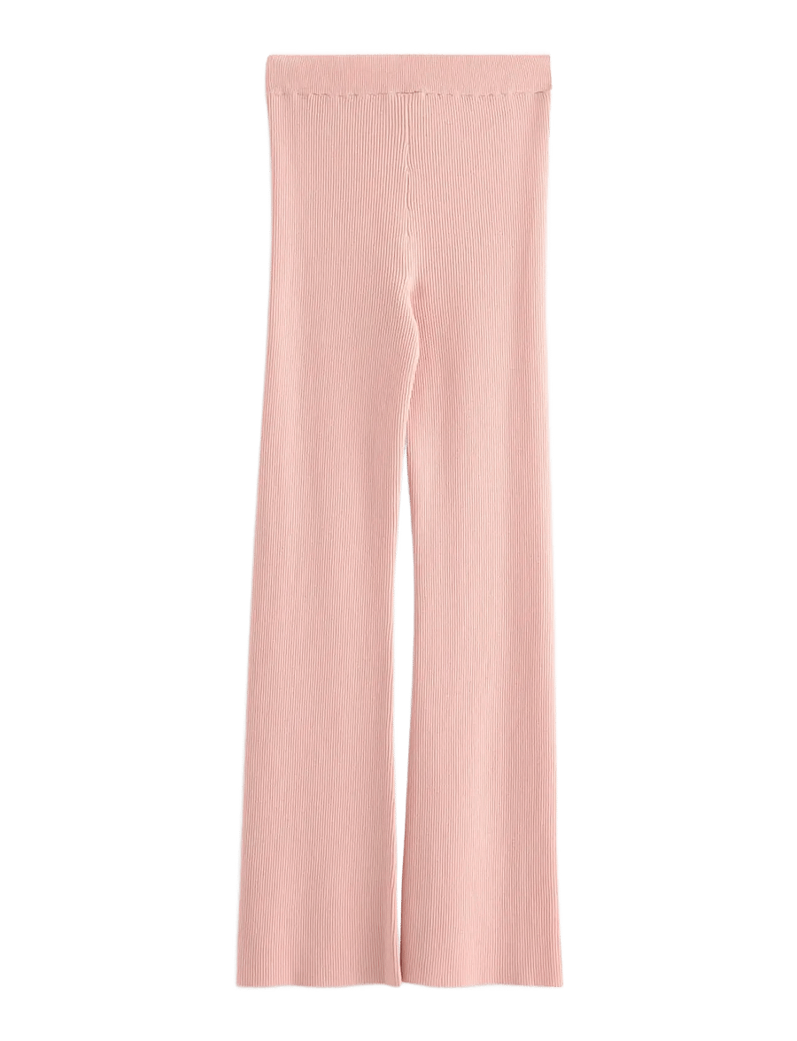 Lindex - Trousers knitted rib - byxor - light dusty pink - 2