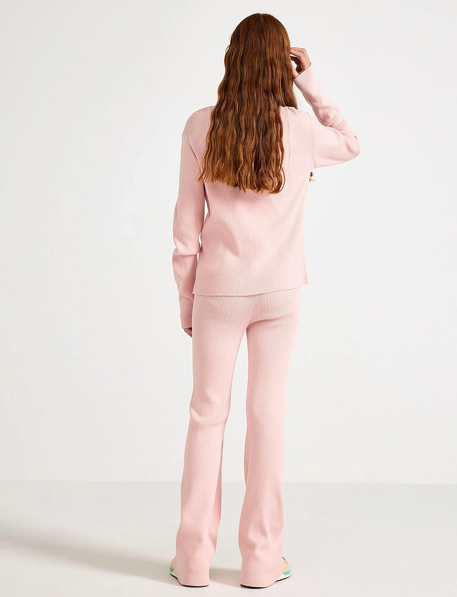 Lindex - Trousers knitted rib - byxor - light dusty pink - 3