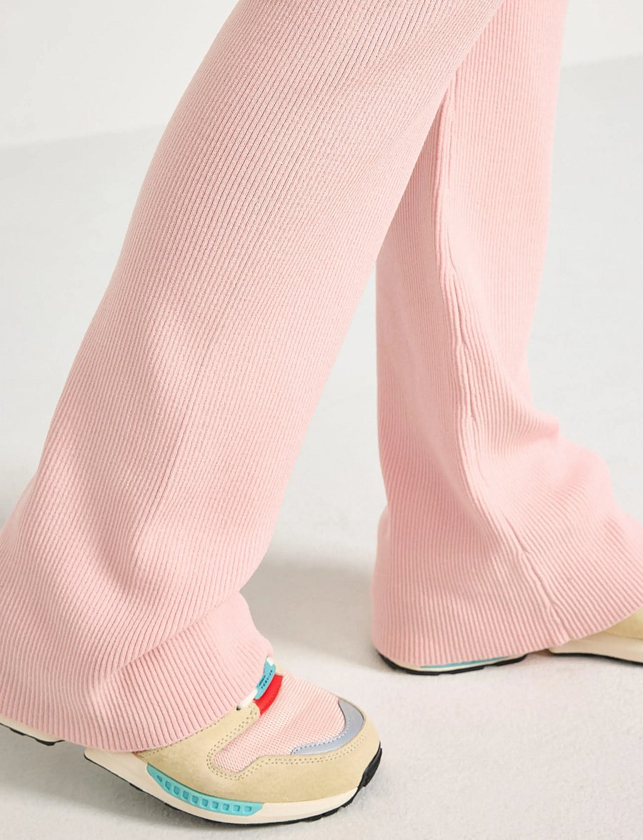 Lindex - Trousers knitted rib - byxor - light dusty pink - 4